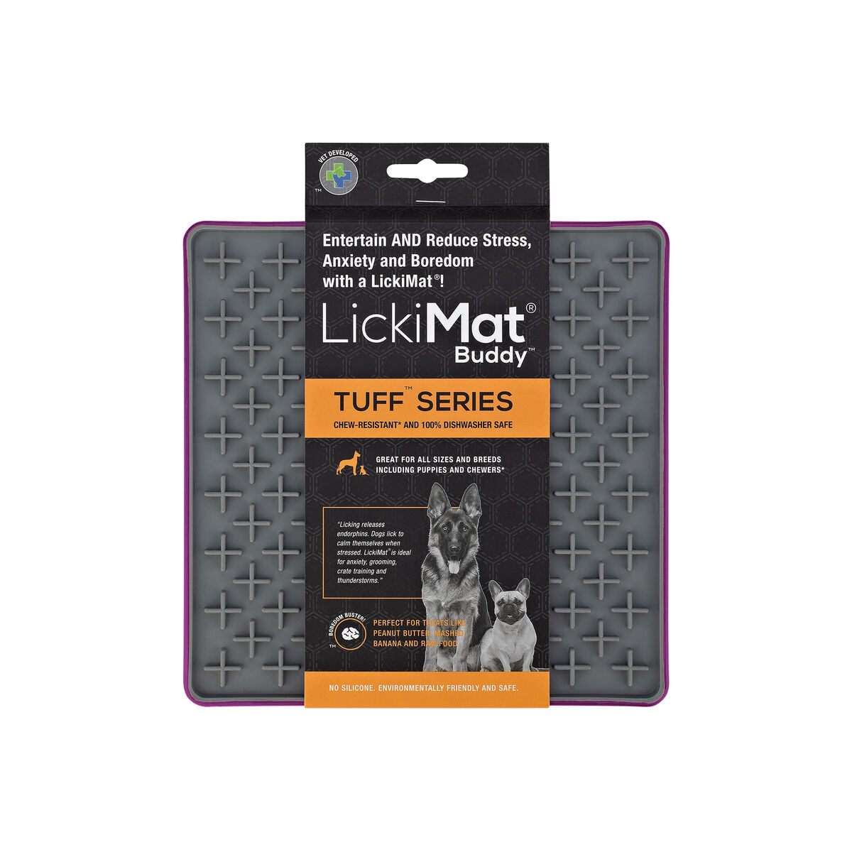 Innovative Pet Lickimat Tuff Buddy Durable Slow Feeding Mat for Dogs - Purple