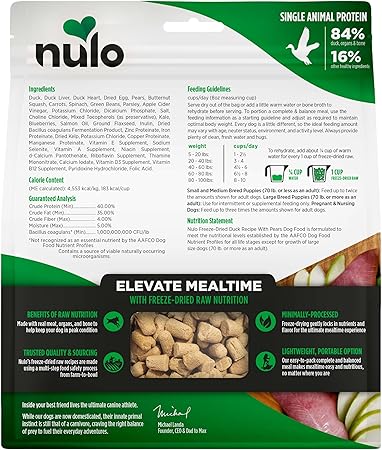 Nulo Grain-Free Freeze-Dried Raw Duck with Pears Complete and Balanced Dry Dog Food