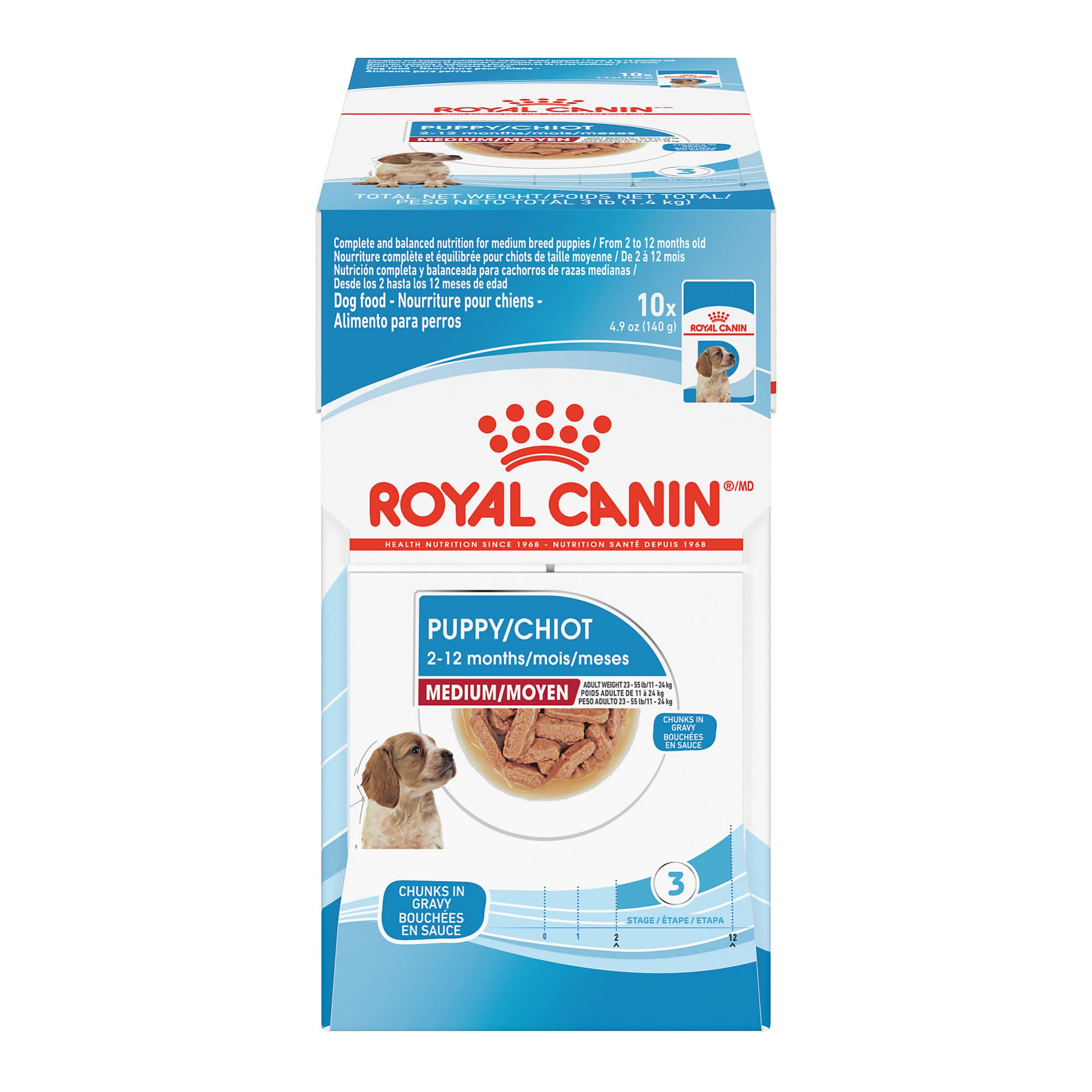 Royal Canin Size Health Nutrition Chunks in Gravy Medium-Breed Puppy Wet Dog Food Pouch - 4.9 Oz - Case of 10  