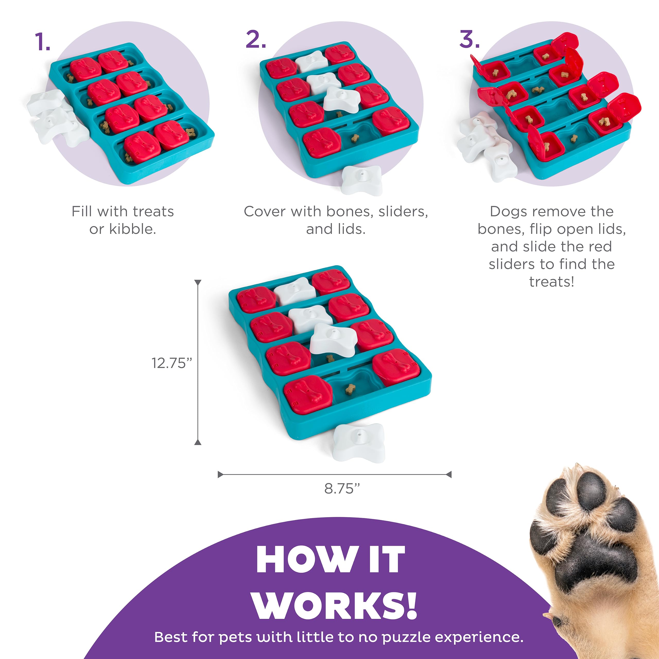 Outward Hound Nina Ottosson Interactive Treat Rewarding Brick Puzzle Feeding Dog Toy - Blue  