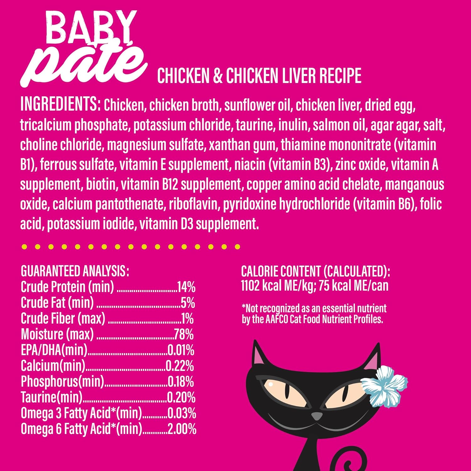 Tiki Cat Baby Pate Grain-Free Minced Chicken and Chicken Liver Kitten Canned Cat Food - 2.4 Oz - Case of 12