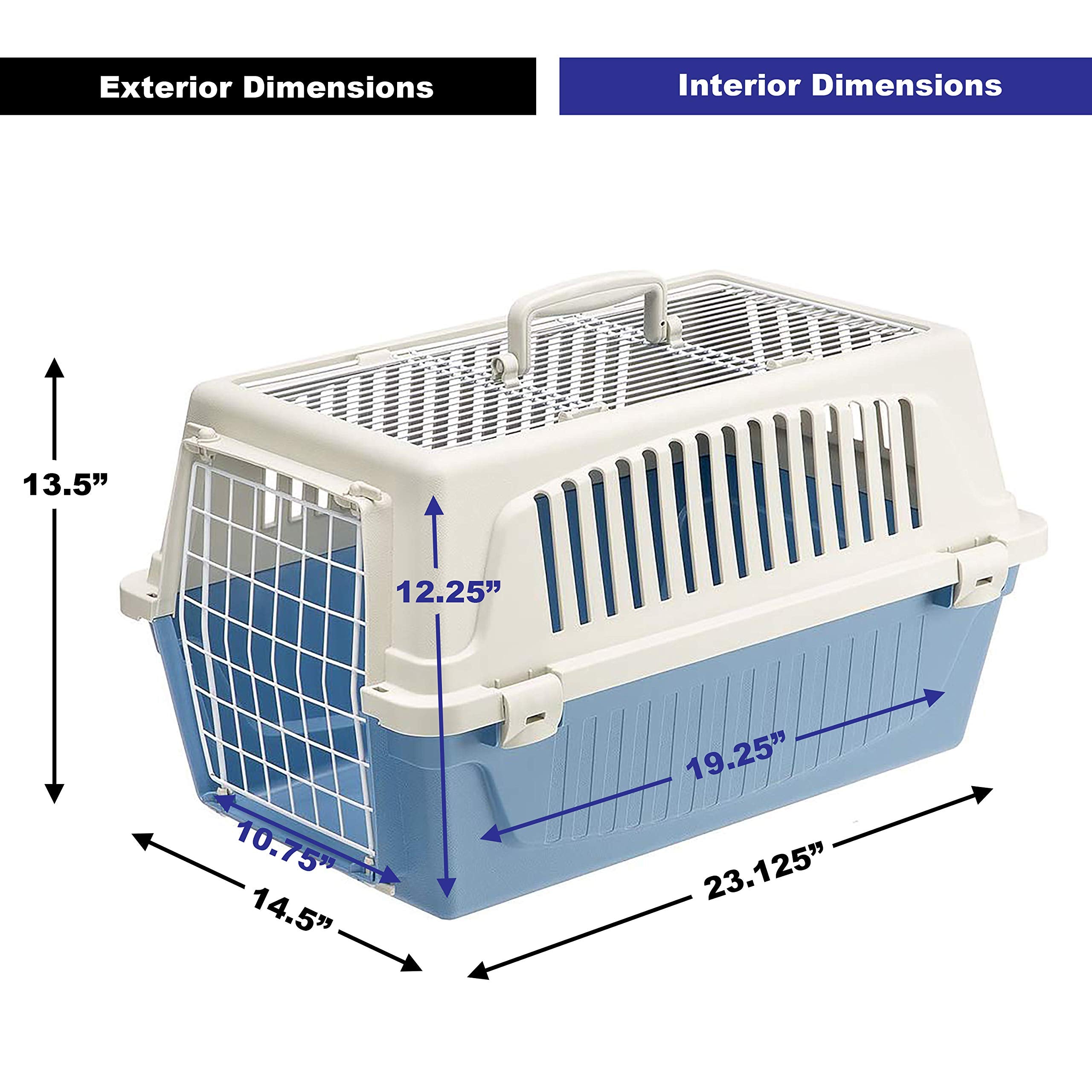 Ferplast Atlas Top Loading Door Travel Pet Kennel Carrier - Blue - 22" Inches  