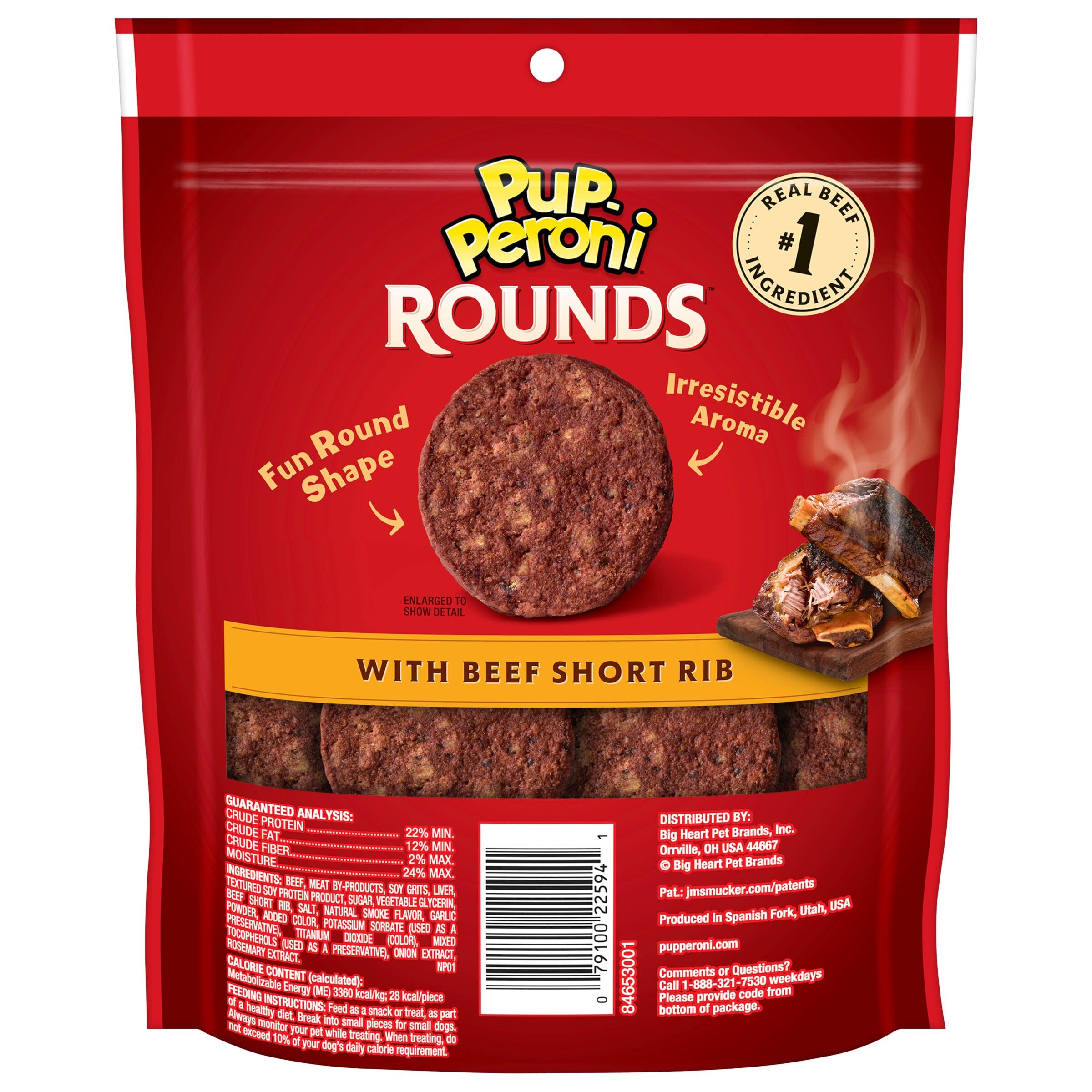 Pup-Peroni Rounds Beef Rib Soft and Chewy Dog Treats - 20.5 Oz - Case of 4  