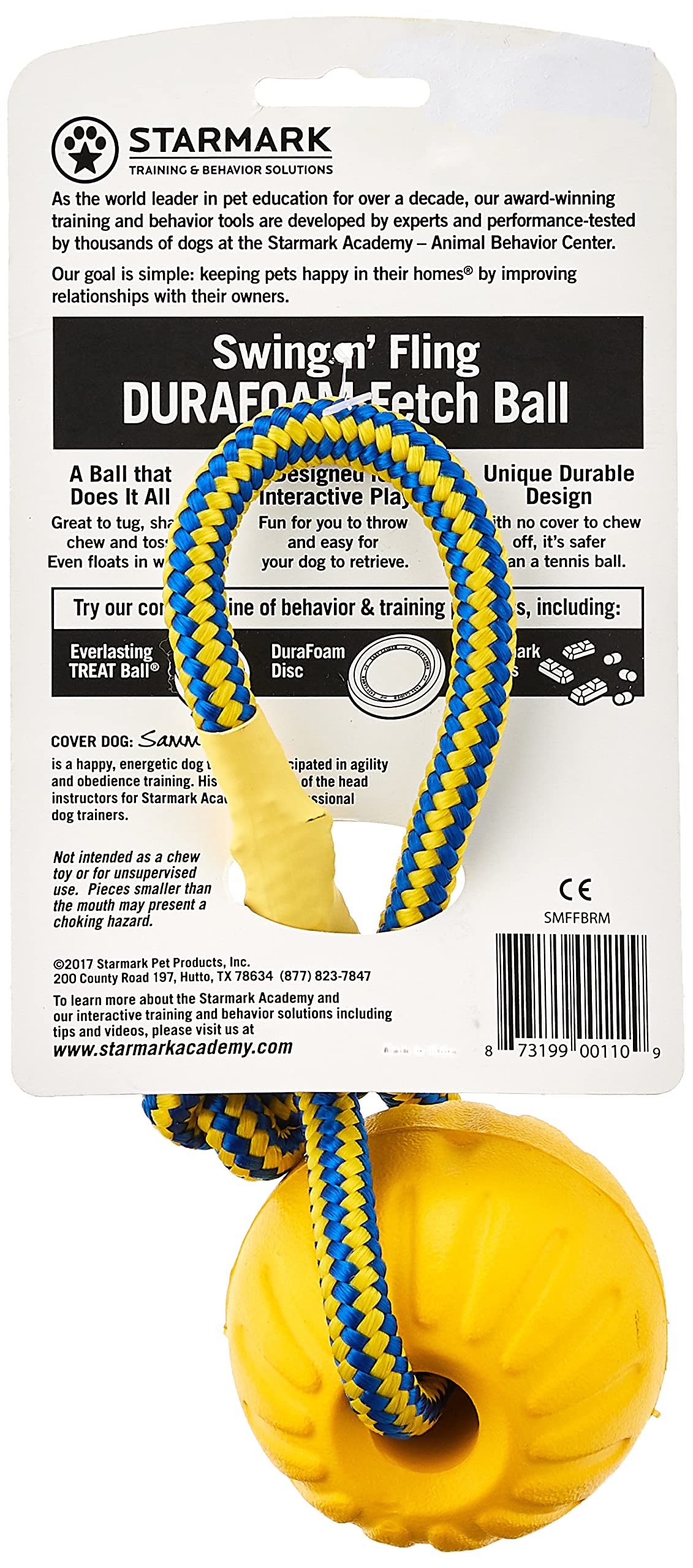 Snugarooz Fling N' Fun Rope and Ball Fetch Dog Toy - 7" Inches  