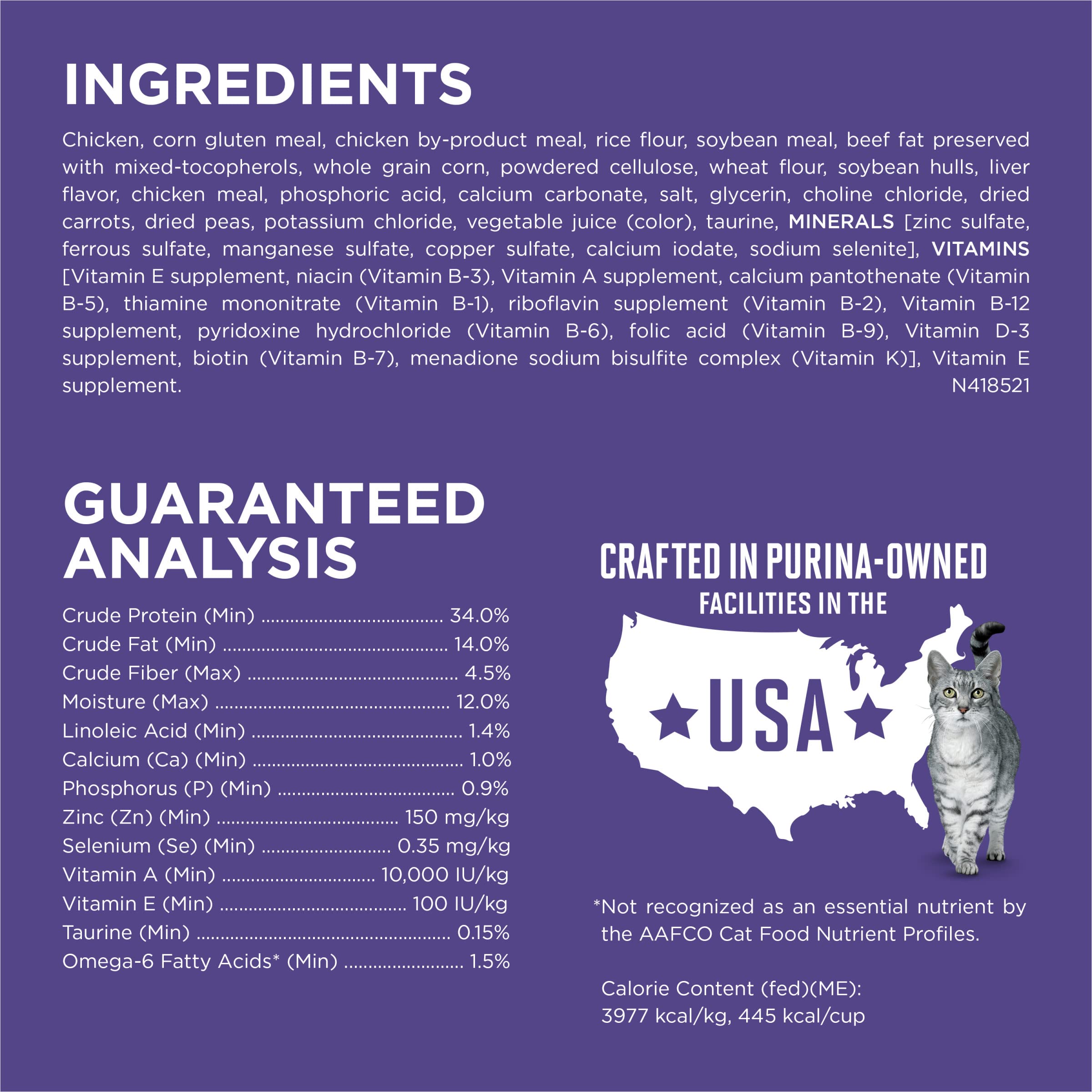 Purina One Advanced Hairball and Immune Support Formula Chicken Dry Cat Food - 3.5 Lbs - Case of 4  