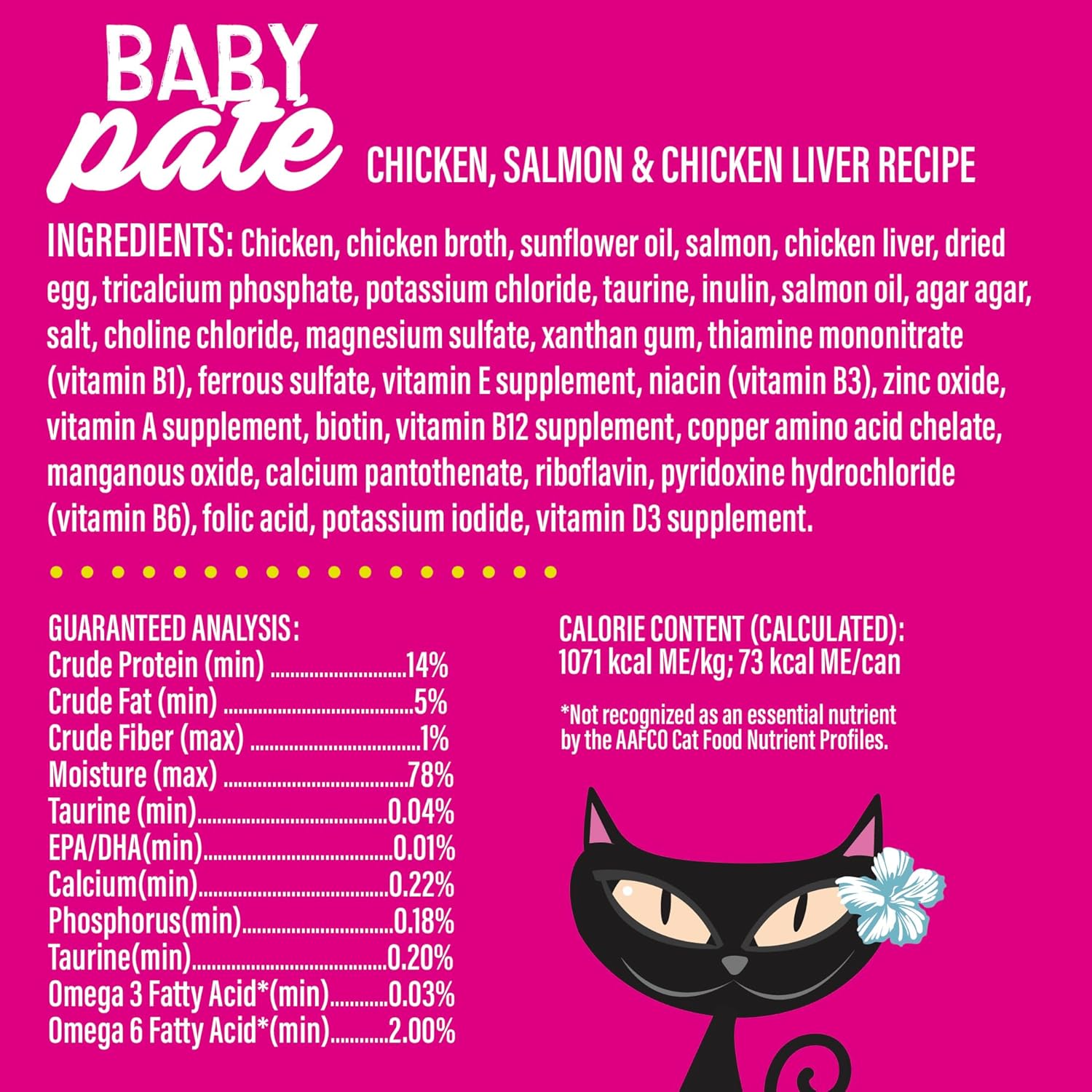 Tiki Cat Baby Pate Grain-Free Minced Chicken Salmon and Chicken Liver Kitten Canned Cat Food - 2.4 Oz - Case of 12