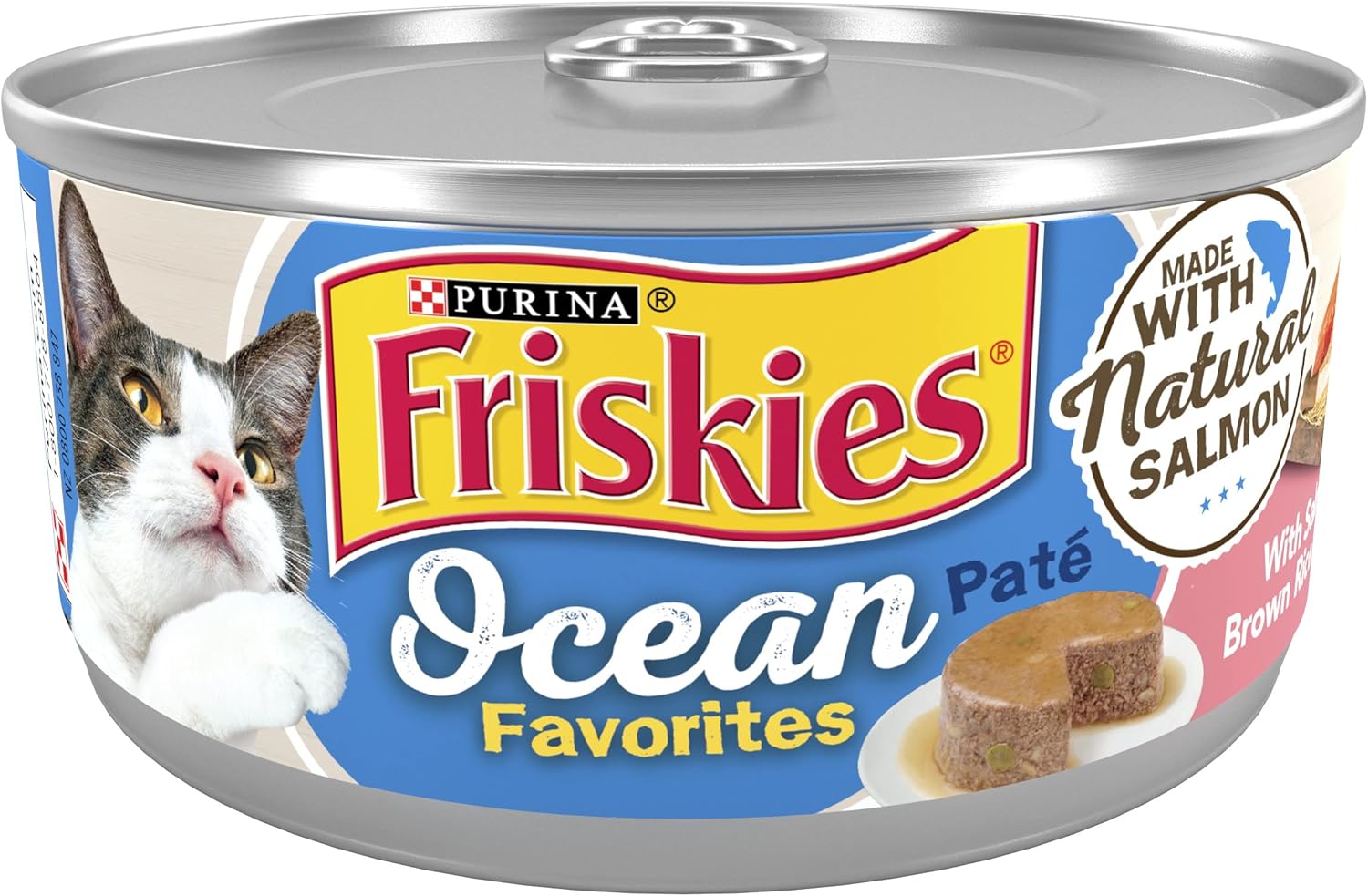 Purina Friskies Ocean Favorites Salmon Peas and Brown Rice Pate Canned Cat Food - 5.5 Oz - Case of 24