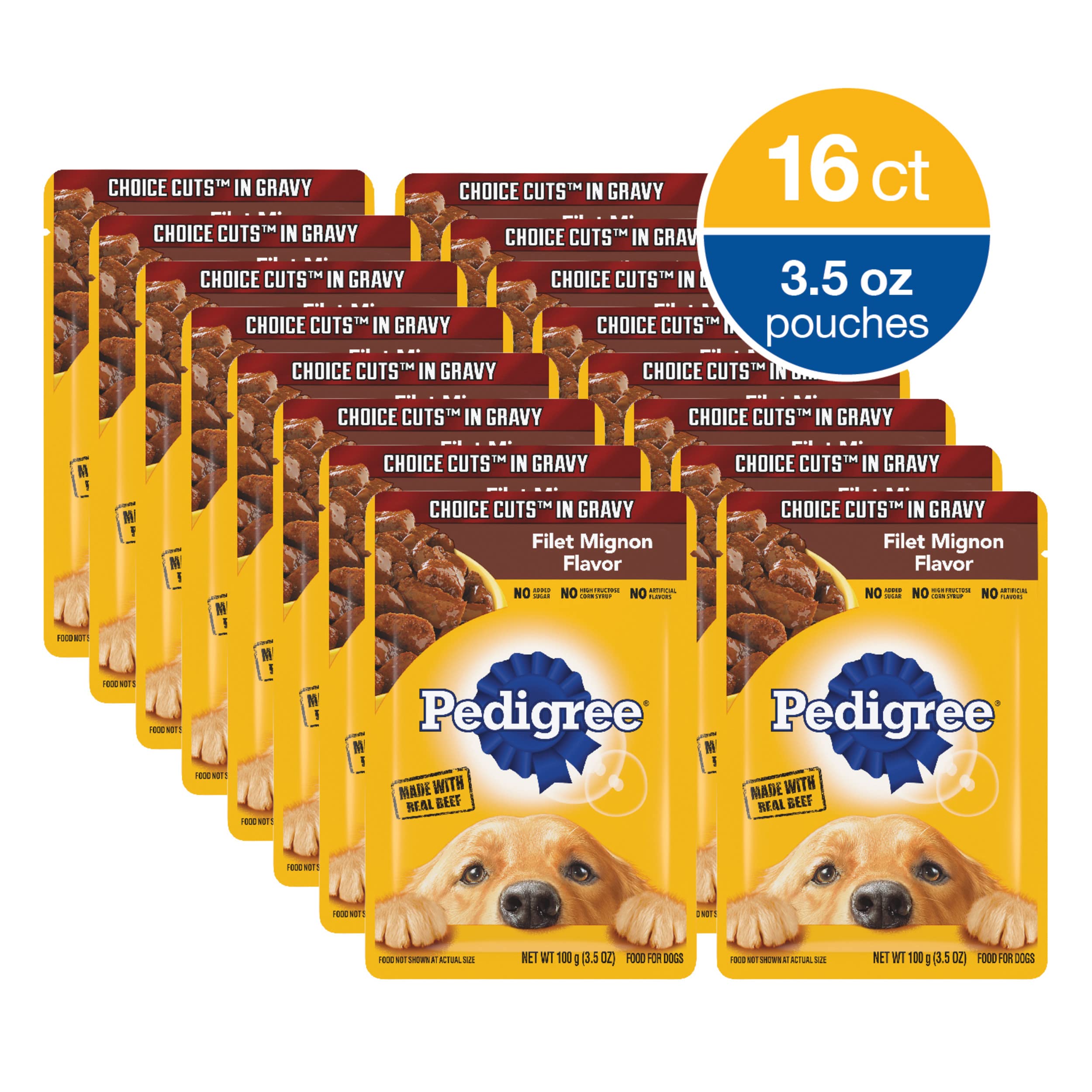 Pedigree Choice Cuts in Gravy Beef Filet Mignon Wet Dog Food Pouch - 3.5 Oz - Case of 16  