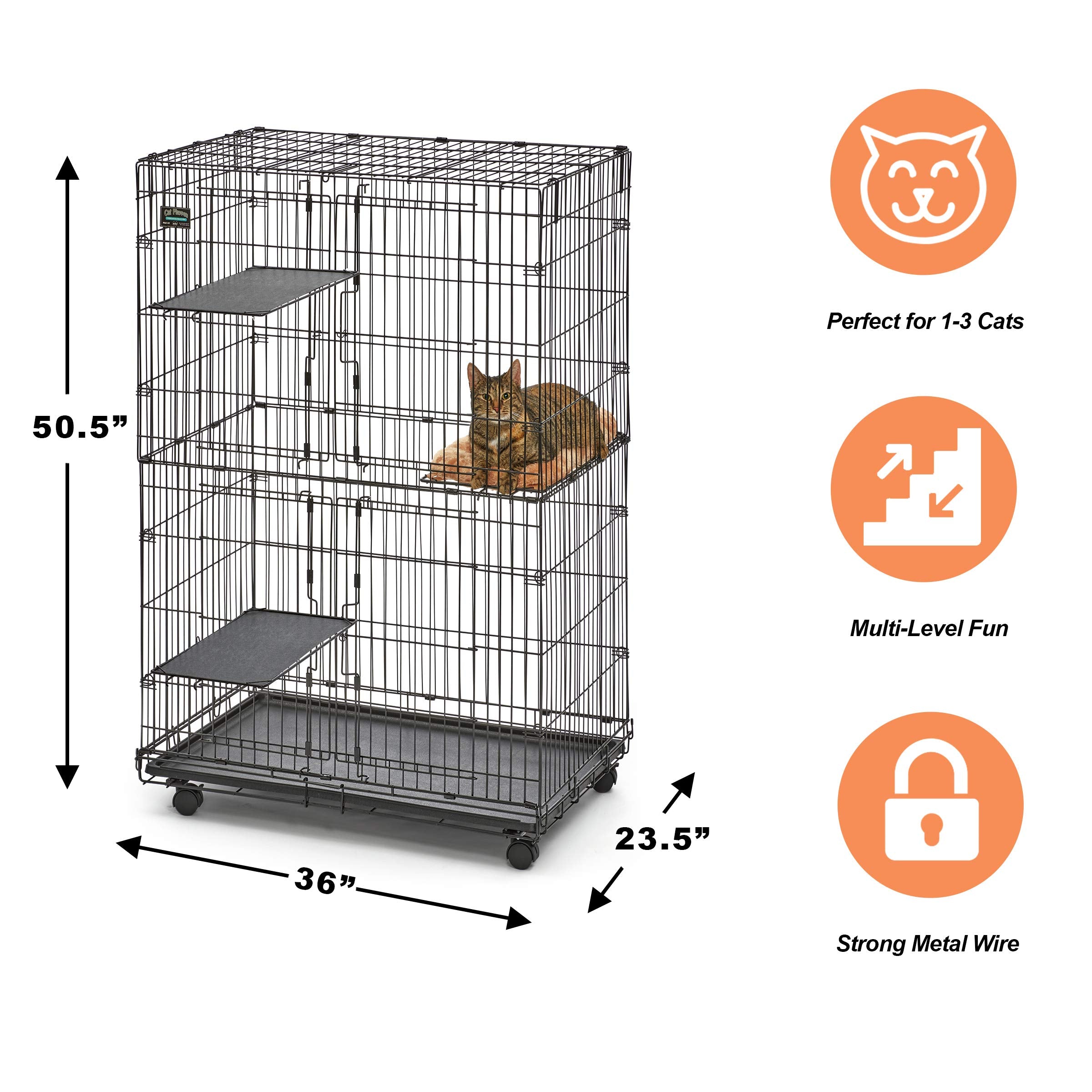 Midwest Collapsible Multi-Lounging Metal Caged Cat Playpen - 36" X 23.5 X 51" Inches  