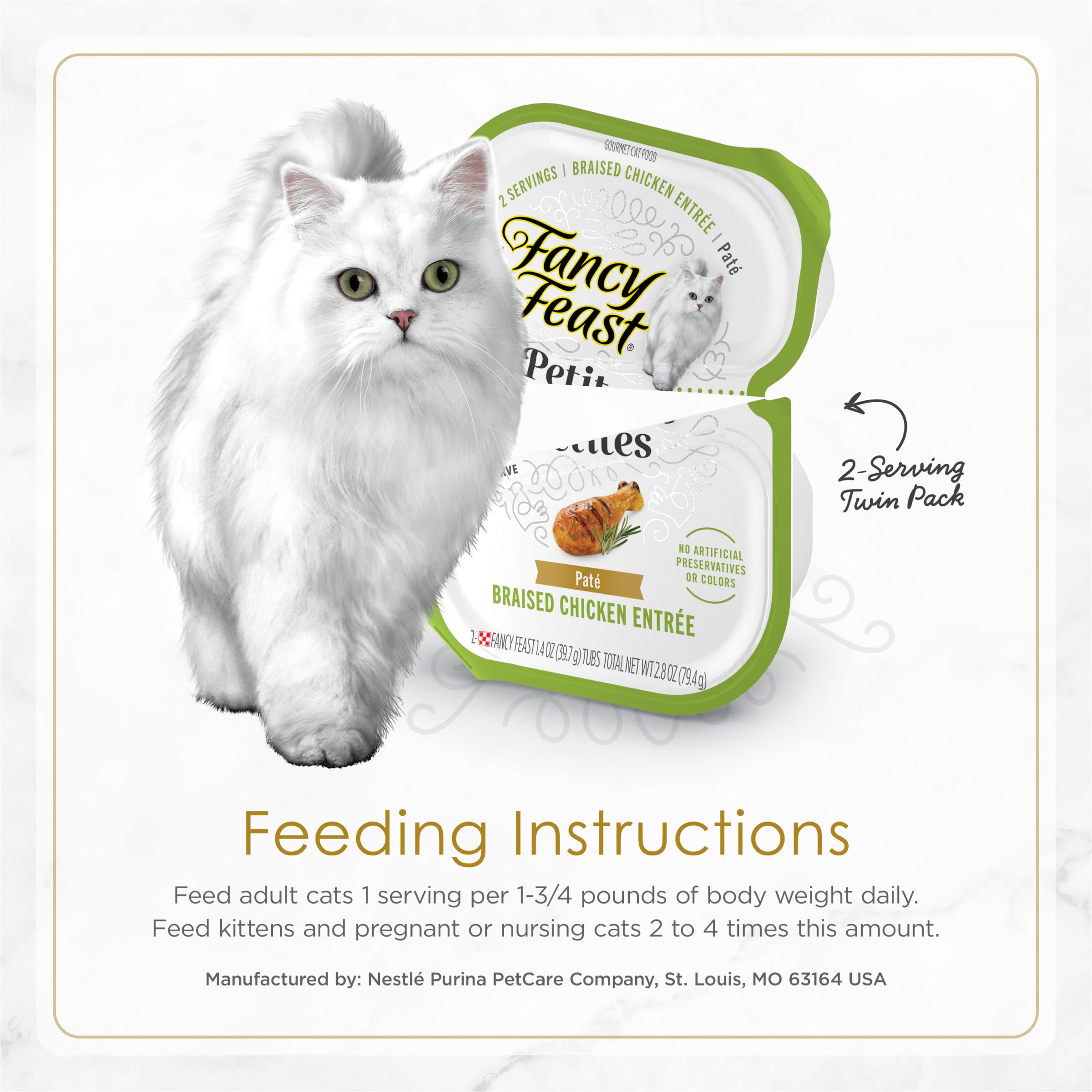 Purina Fancy Feast Petites Chicken Salmon Whitefish and Tuna Pate Entrée Wet Cat Food Trays - Variety Pack - 2.8 Oz - 24 Count  