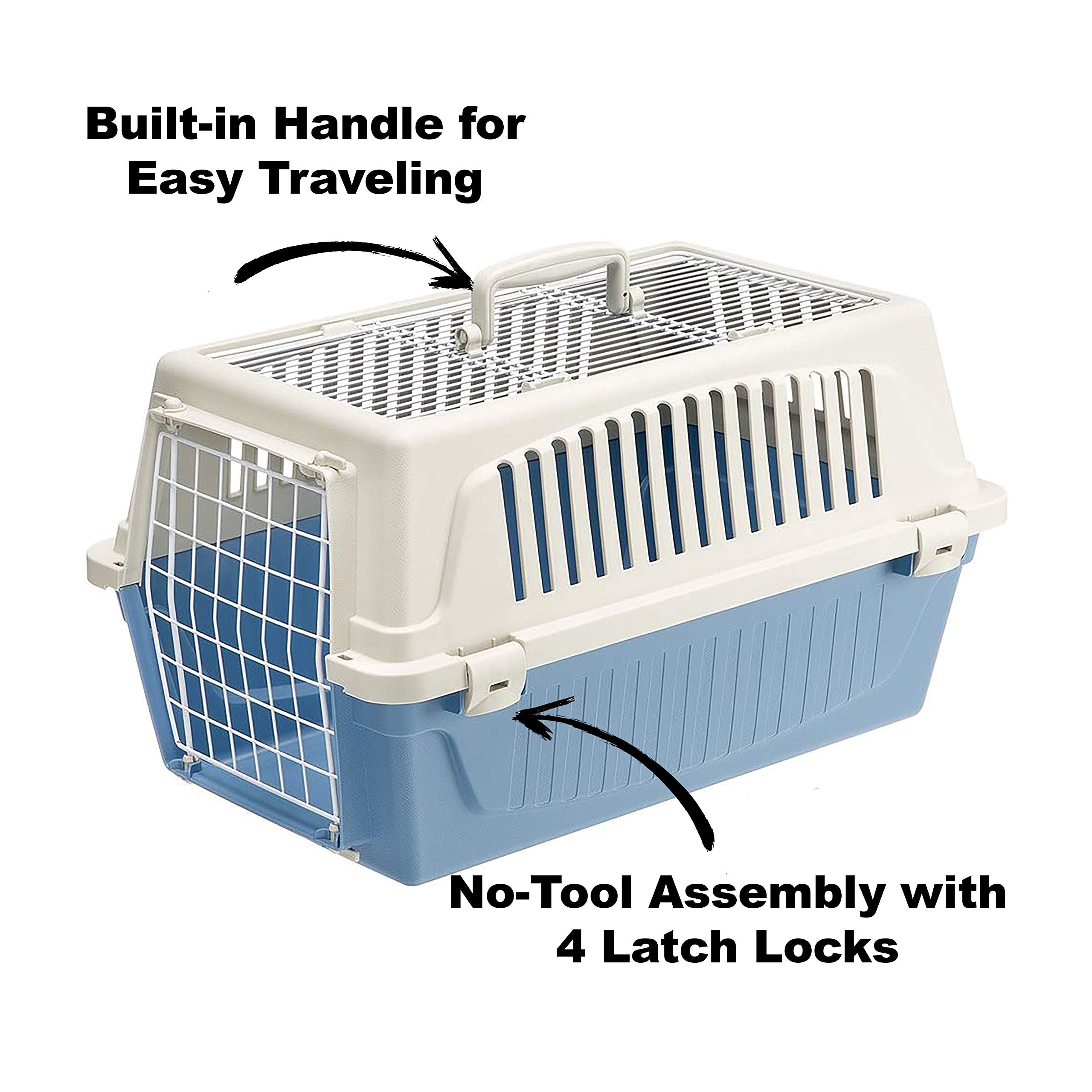 Ferplast Atlas Top Loading Door Travel Pet Kennel Carrier - Blue - 19" Inches  