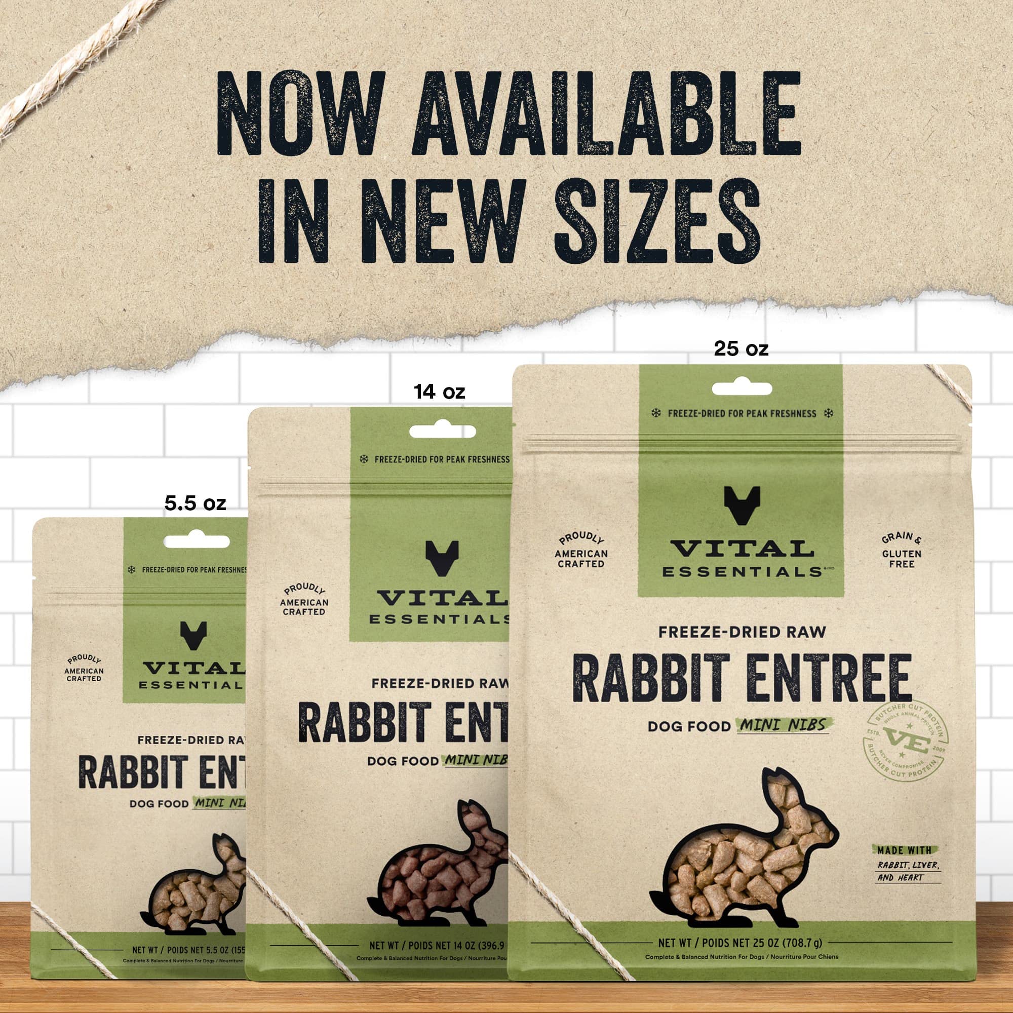 Vital Essential's Grain-Free Rabbit Entrée Mini Nibs Freeze-Dried Dog Food - 25 Oz  