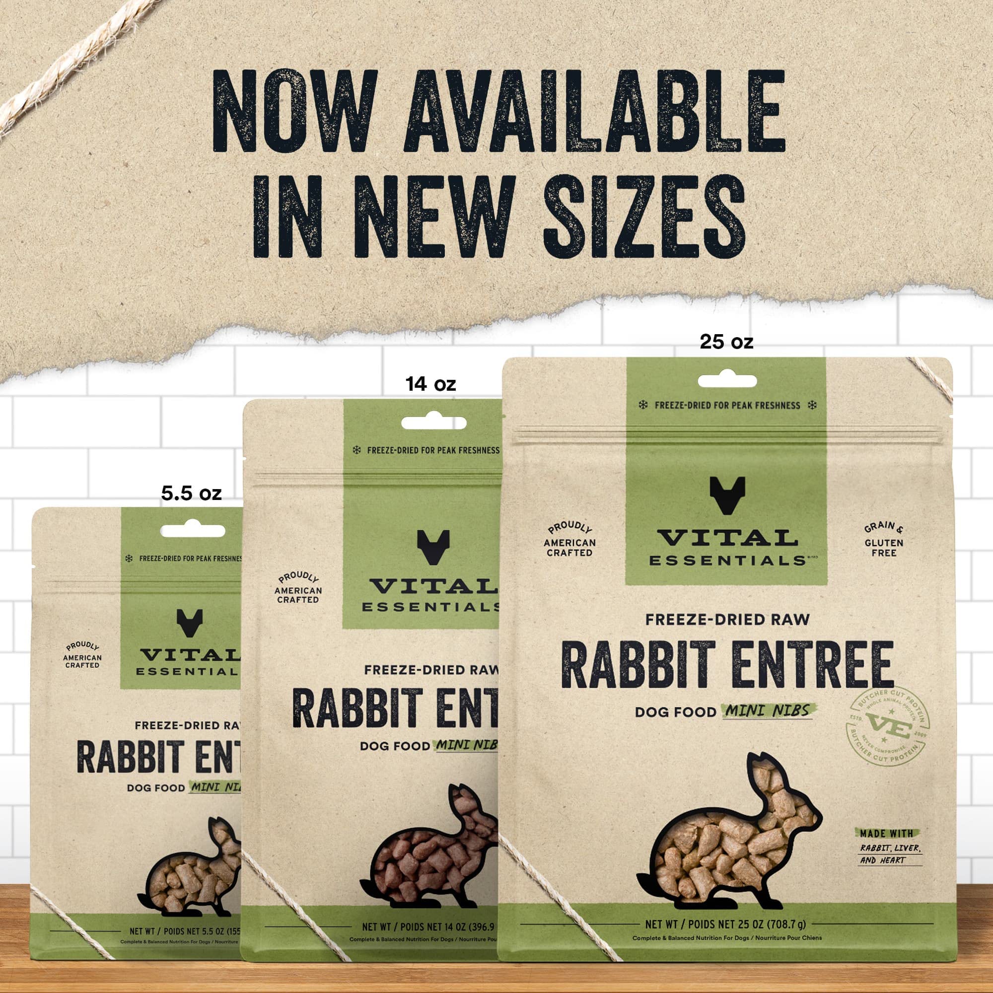 Vital Essential's Grain-Free Rabbit Entrée Mini Nibs Freeze-Dried Dog Food - 5.5 Oz  