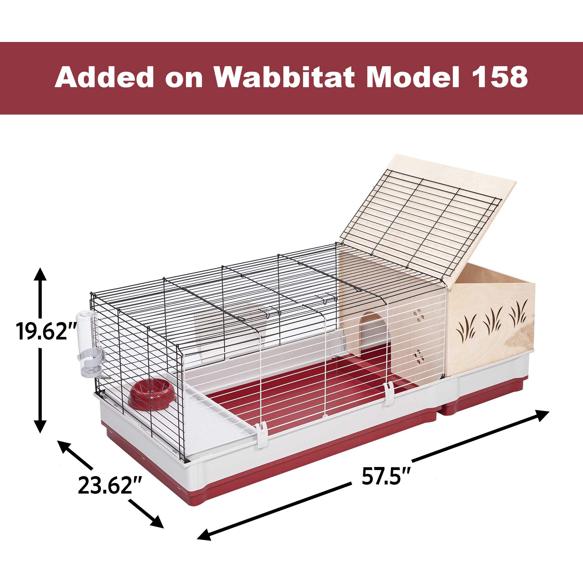 Midwest Wabbitat Deluxe Rabbit and Small Animal Hutch Extension - Tan - 24" X 18" X 19.2" Inches  