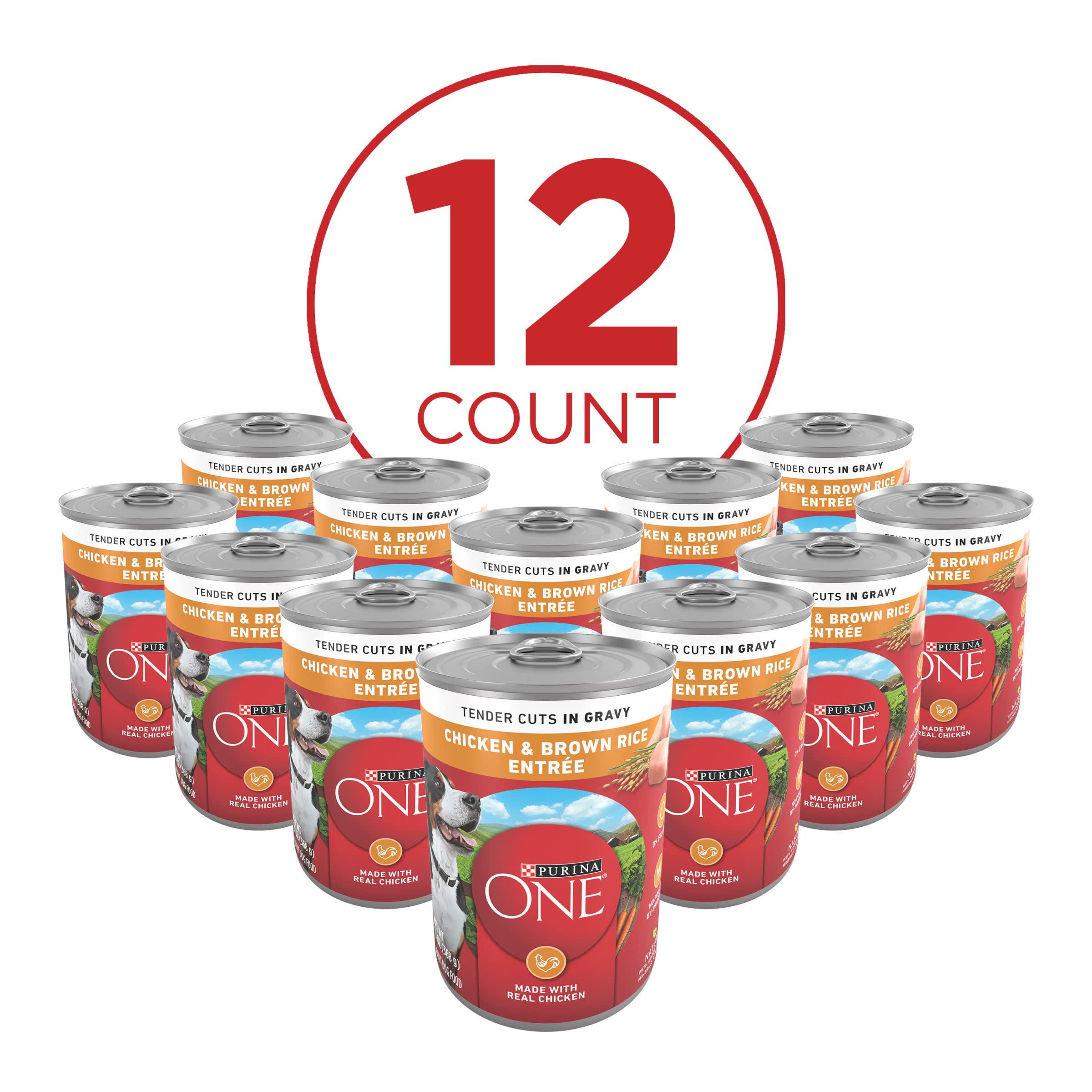 Purina One SmartBlend Tender Cuts in Gravy Chicken and Brown Rice Canned Dog Food - 13 Oz - Case of 12  