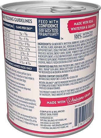 Natural Balance Limited Ingredient Diet Whitefish Brown Rice Salmon Adult Canned Dog Food - 13 Oz - Case of 12