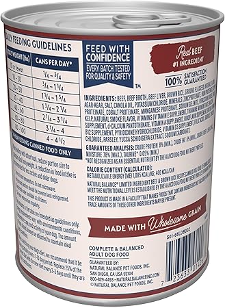 Natural Balance Limited Ingredient Diet Beef and Brown Rice Adult Canned Dog Food - 13 Oz - Case of 12