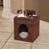 Midwest Nuvo Curious Cat Cube Cat House with Teaser - Brown/Beige  