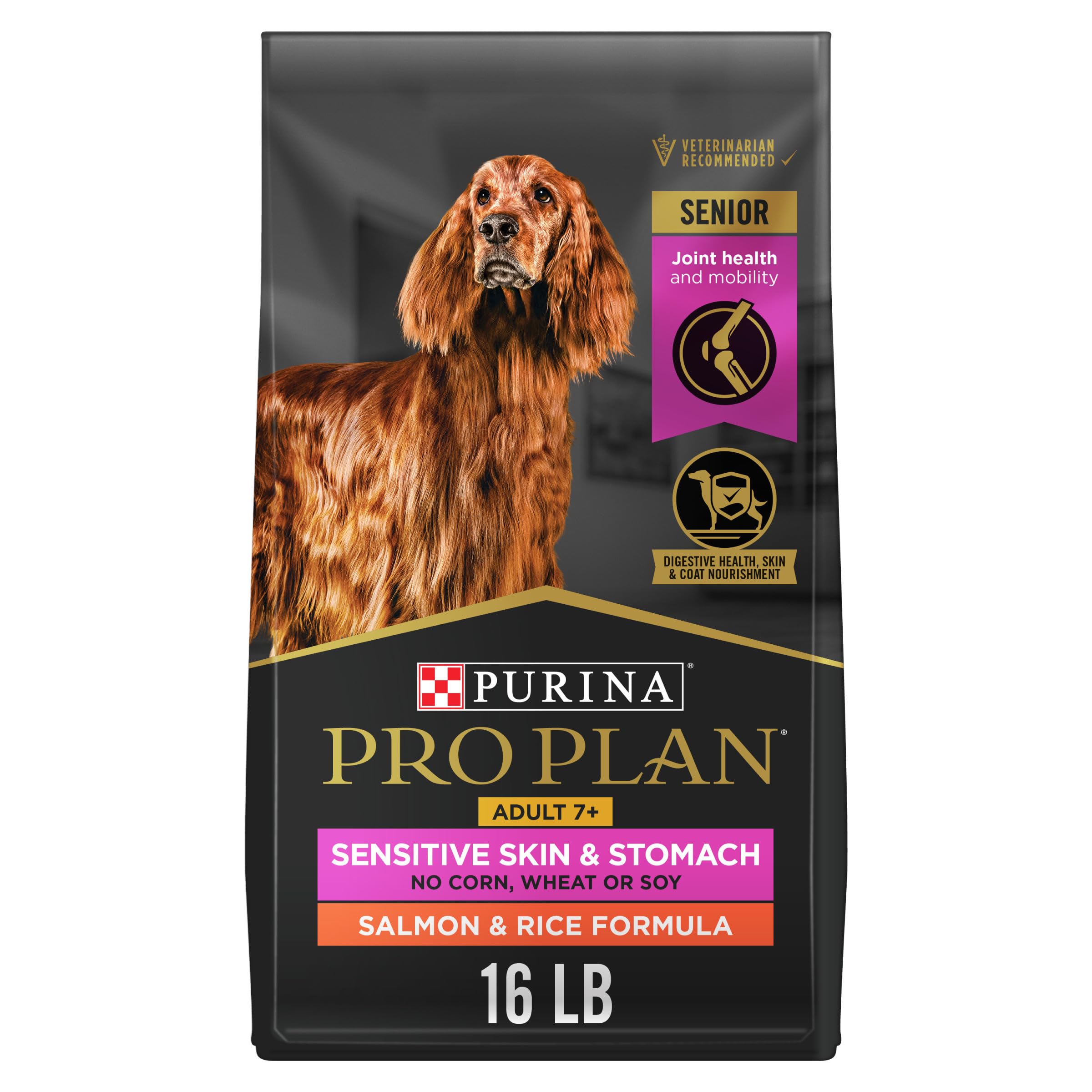 Purina Pro Plan Sensitive Skin and Stomach Salmon and Rice 7+ Senior Adult Dry Dog Food - 16 Lbs  