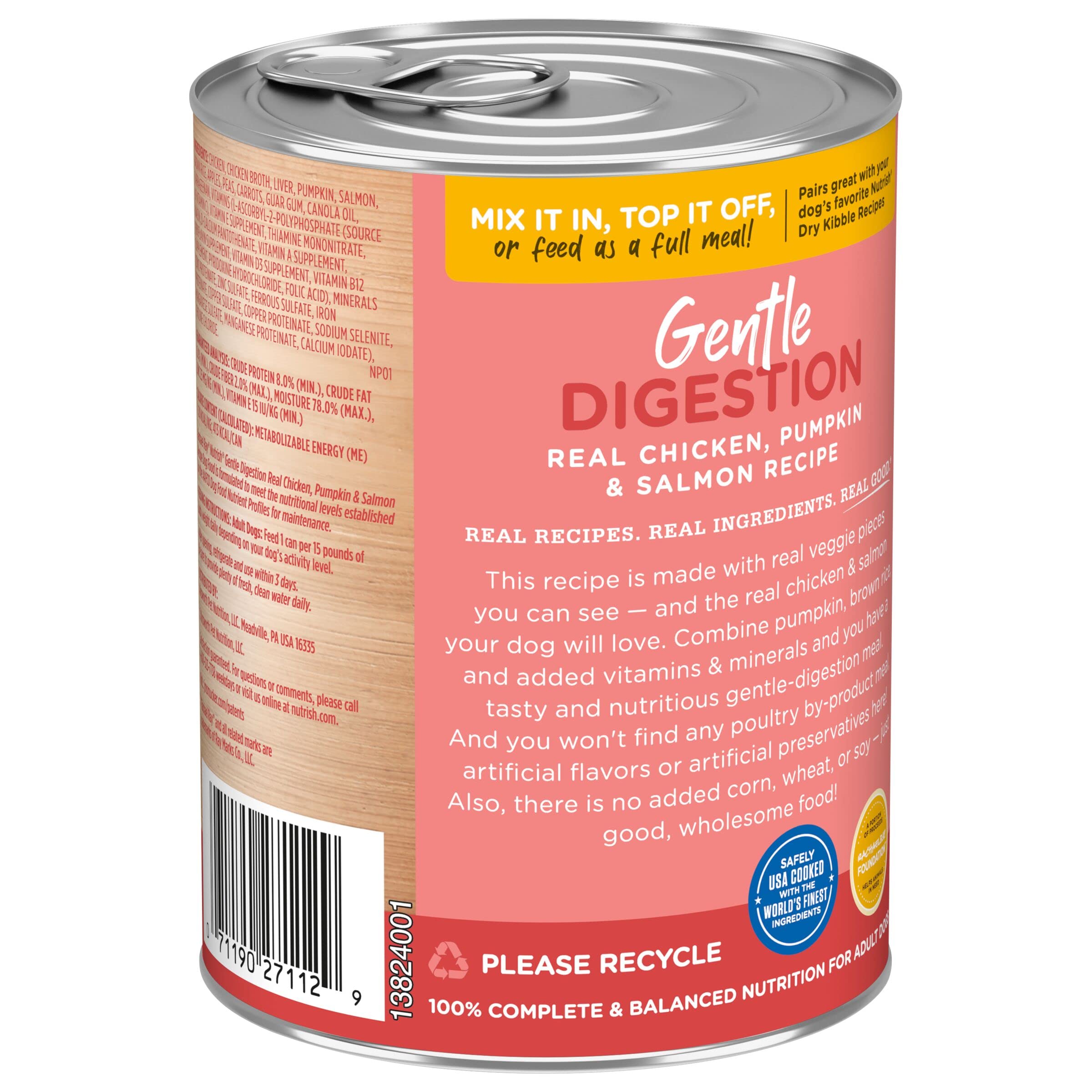 Rachael Ray Nutrish Gentle Digestion Chicken Salmon and Pumpkin Pate Recipe Canned Dog Food - 13 Oz - Case of 12  