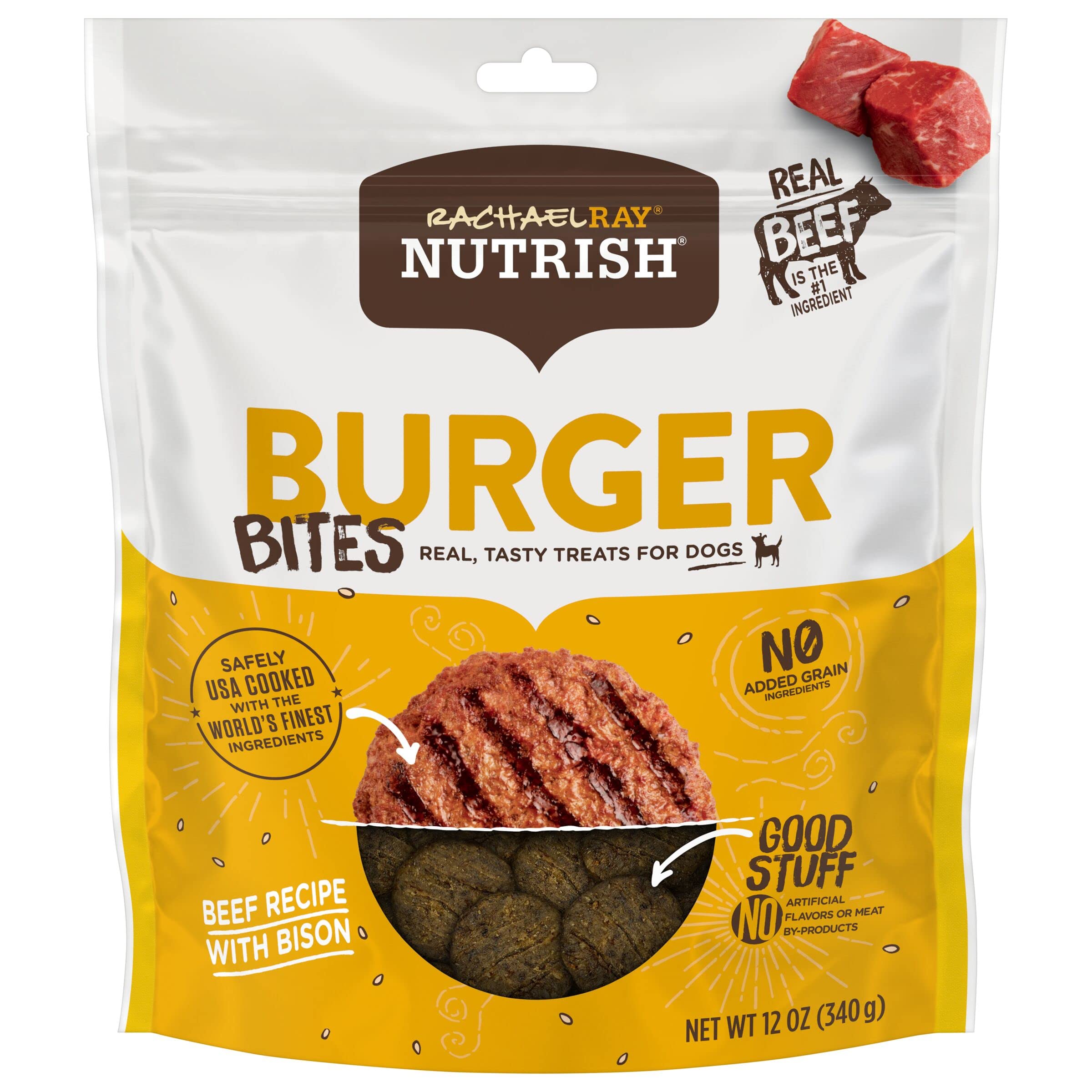 Rachael Ray Nutrish Burger Bites Beef and Bison Soft and Chewy Dog Treats - 12 Oz  