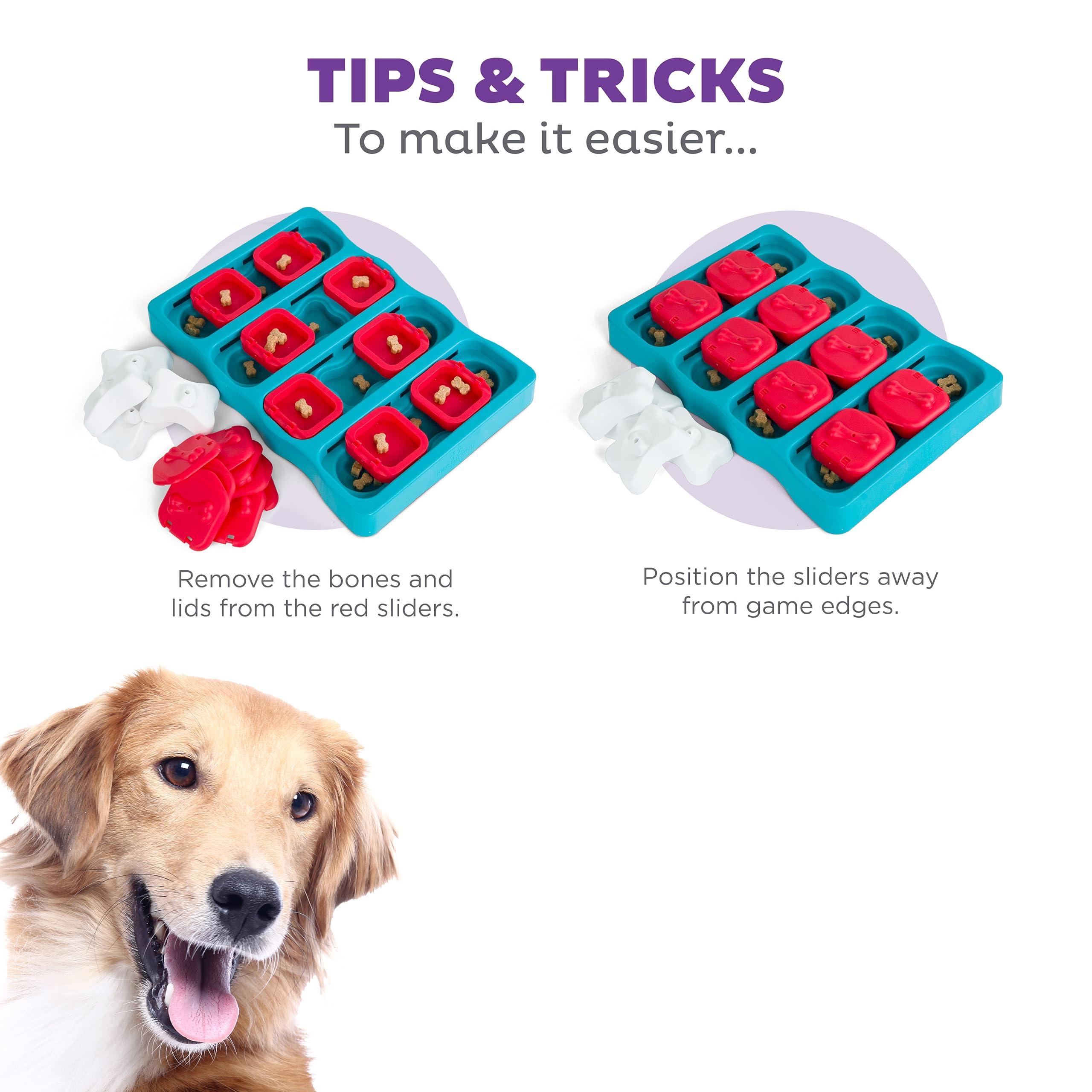 Outward Hound Nina Ottosson Interactive Treat Rewarding Brick Puzzle Feeding Dog Toy - Blue  