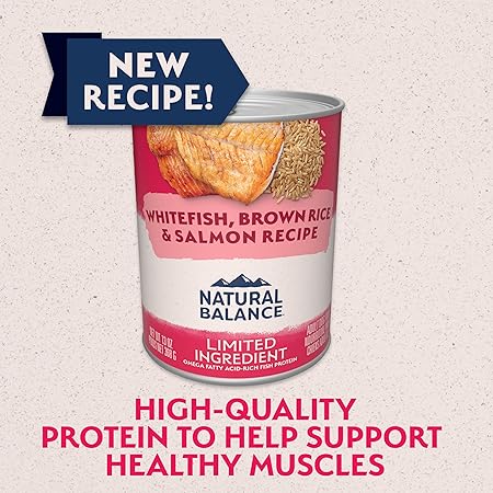 Natural Balance Limited Ingredient Diet Whitefish Brown Rice Salmon Adult Canned Dog Food - 13 Oz - Case of 12