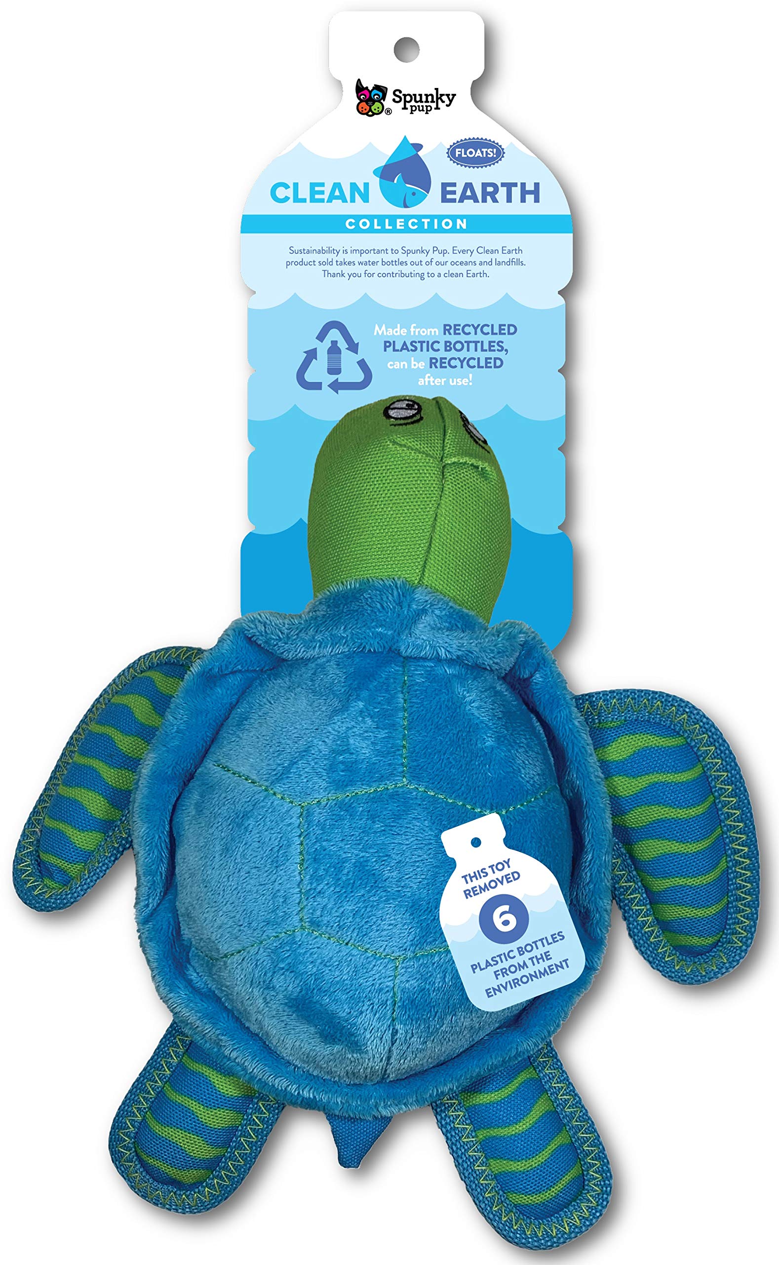 Spunky Pup Clean Earth Collection Turtle Plush Squeak and Plush Dog Toy - Large  