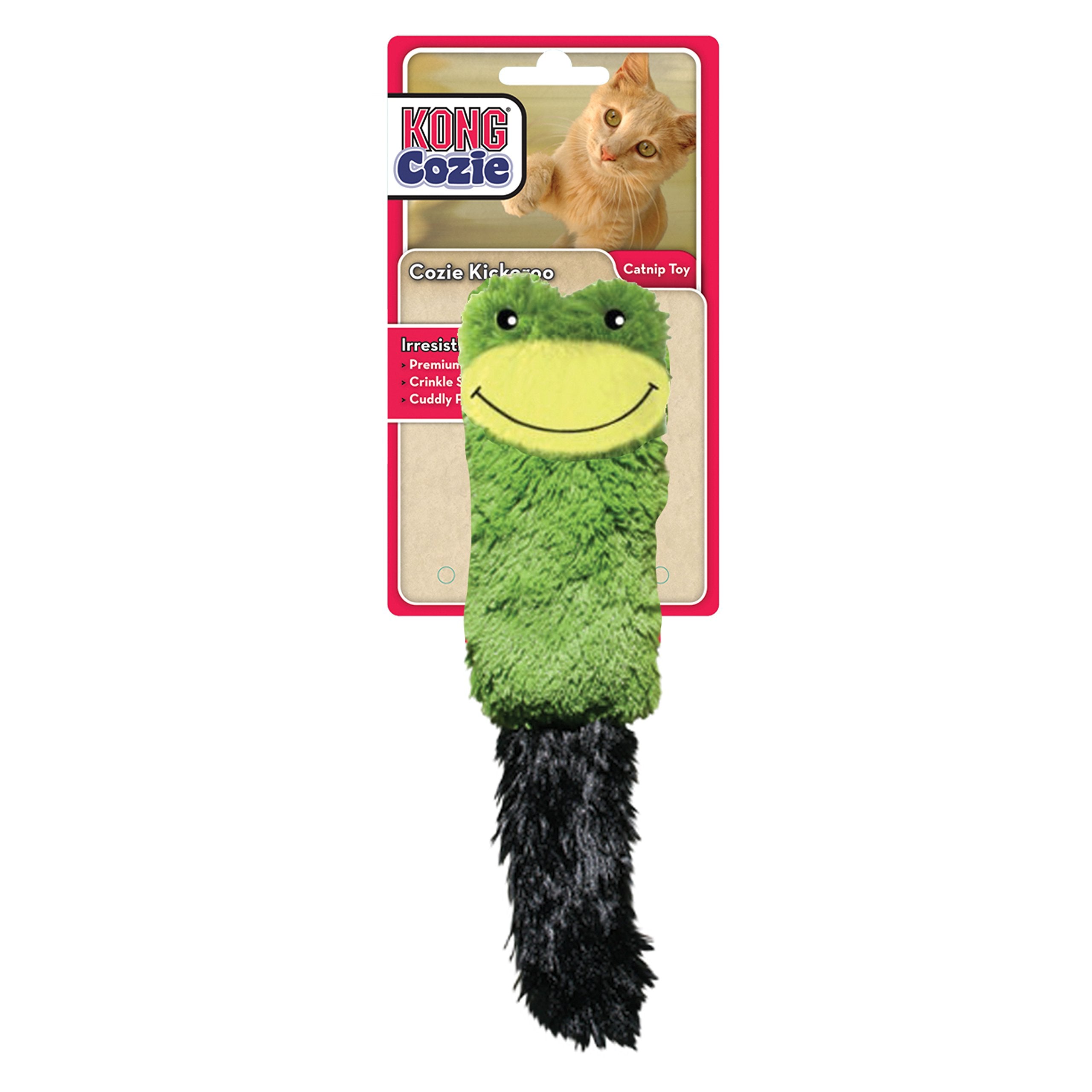 Kong Cozie Kickeroo Crinkle and Feather Plush Catnip Cat Toy  