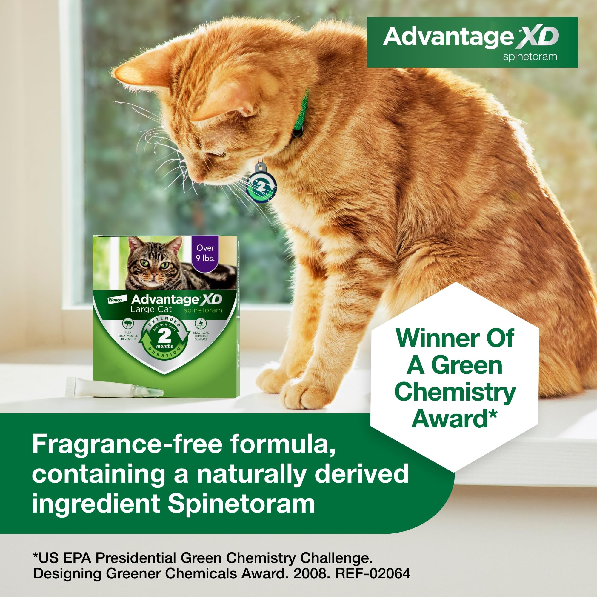 Elanco Advantage XD Extended Large Cat 4-Month 2-Dose Flea and Tick Spot-on Treatment - 9+ Lbs - 2 Pack