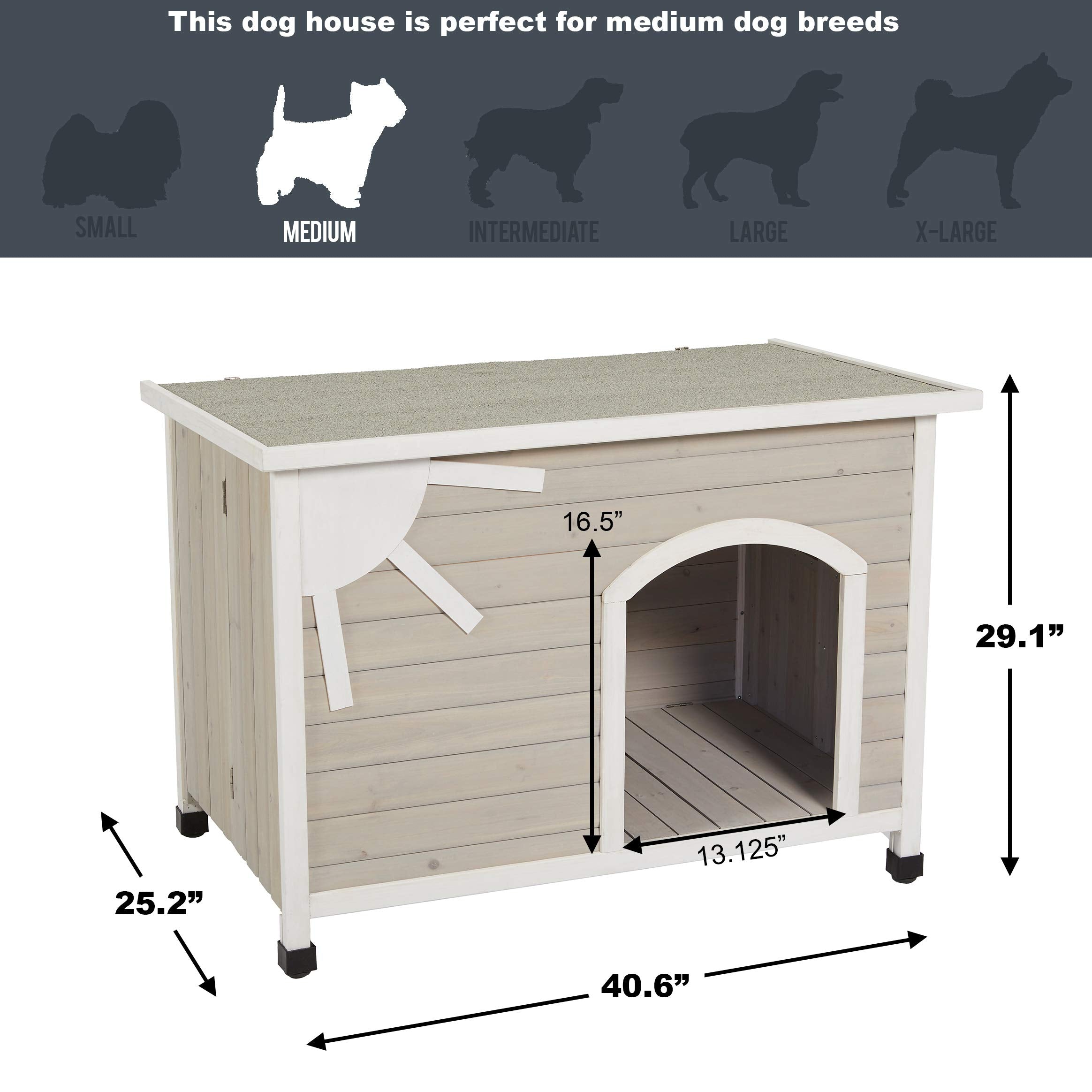 Midwest Eillo Folding Outdoor Wooden Dog House - Gray/White - Medium - 25.2