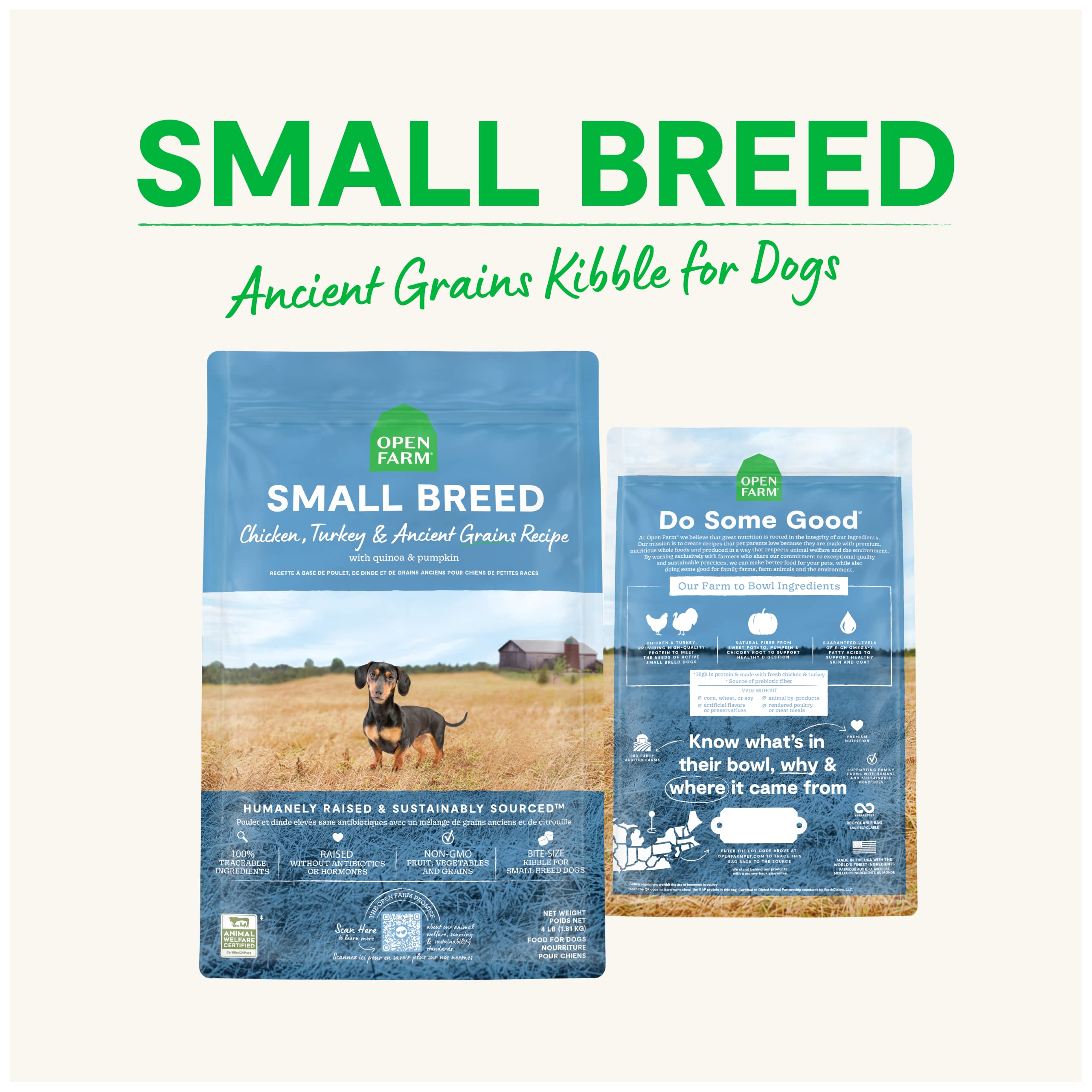 Open Farm Chicken and Turkey Ancient Grains Small-Breed Recipe Dry Dog Food - 11 Lbs  