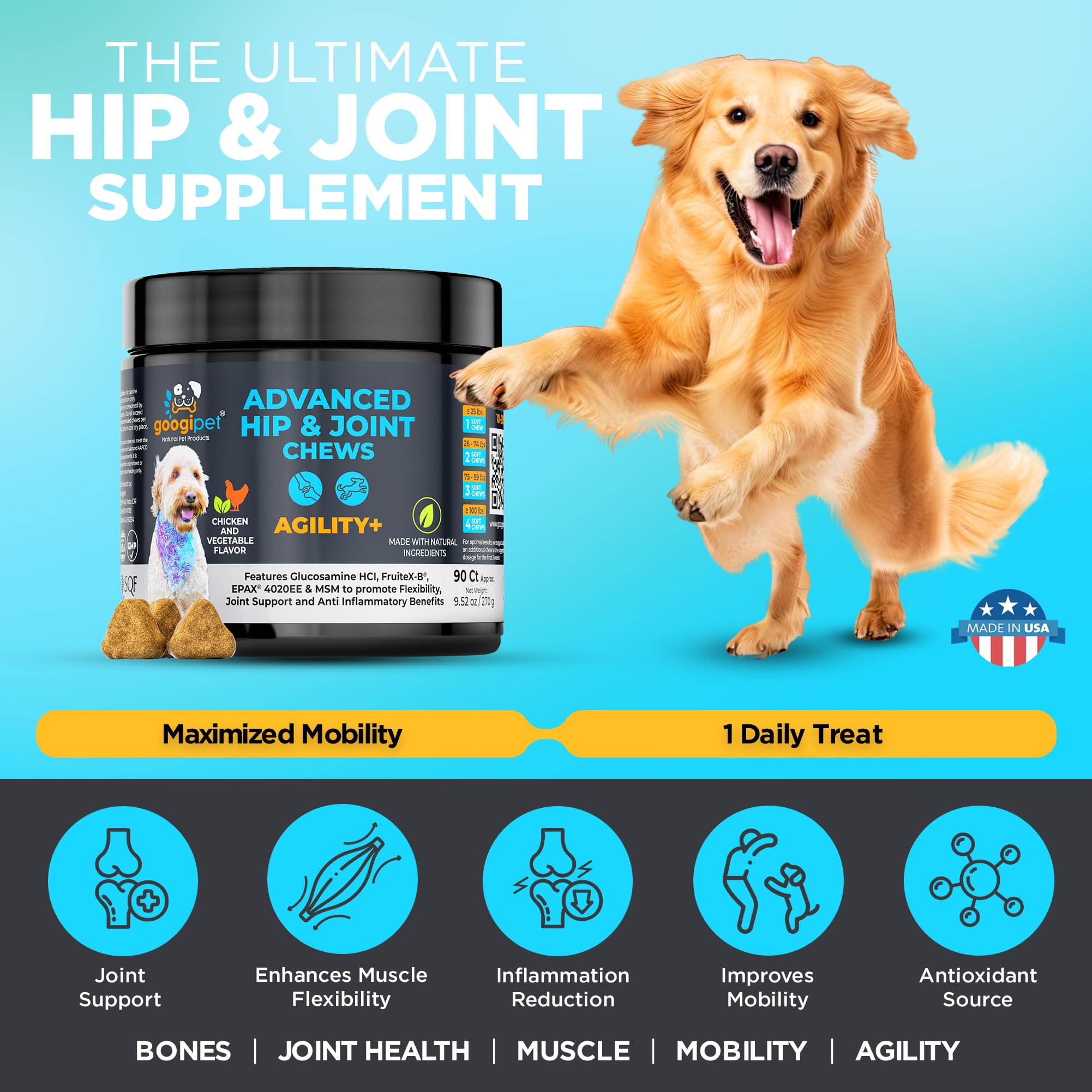 Vet's Best Hip and Joint Advanced Soft Chew Dog Supplements - 4.2 Oz - 30 Count  