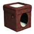 Midwest Nuvo Curious Cat Cube Cat House with Teaser - Brown/Beige  