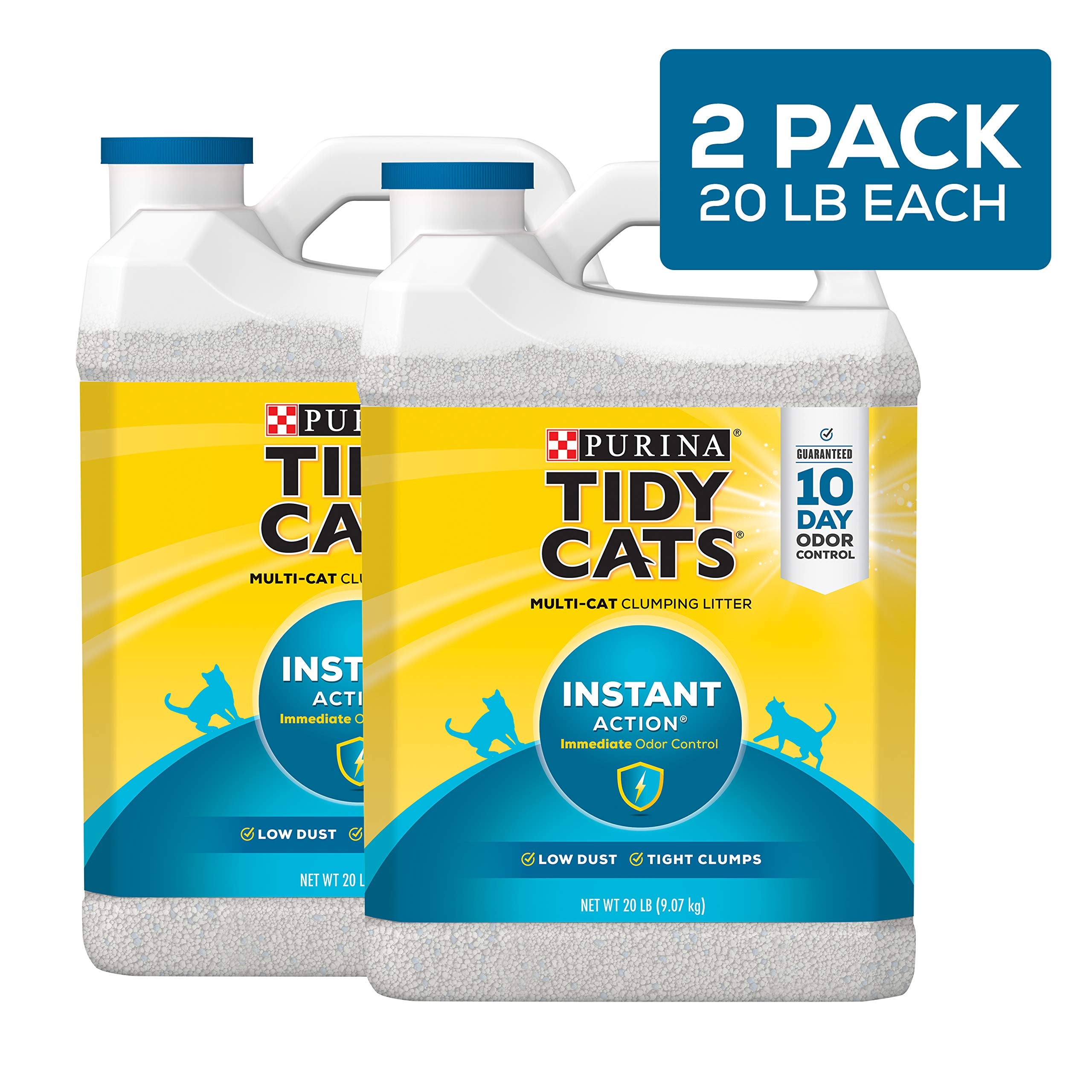 Purina Tidy Cats Instant Action Low-Dust Non-Clumping Odor Control Clay Multi-Cat Litter - 20 Lbs  