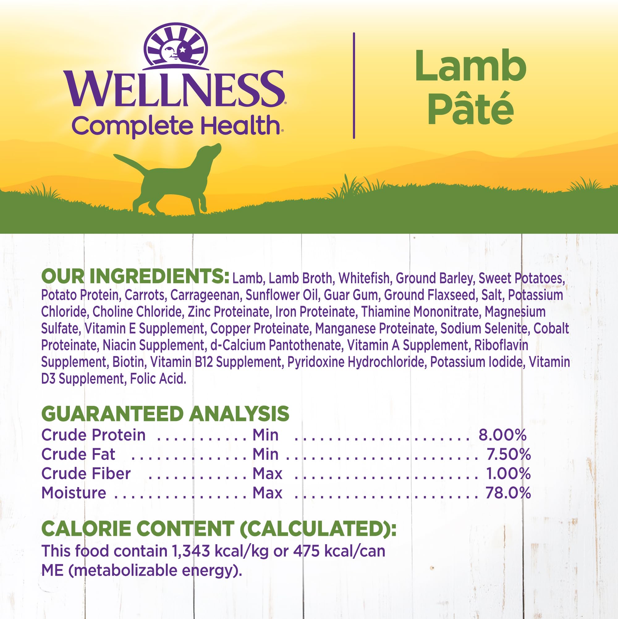 Wellness Natural Lamb and Sweet Potato Canned Dog Food - 12.5 Oz - Case of 12  