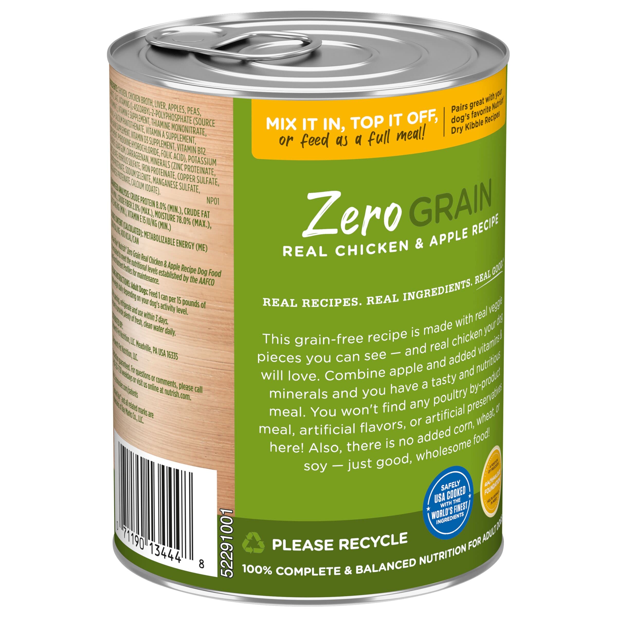 Rachael Ray Nutrish Zero Grain Chicken and Apple Pate Recipe Canned Dog Food - 13 Oz - Case of 12  