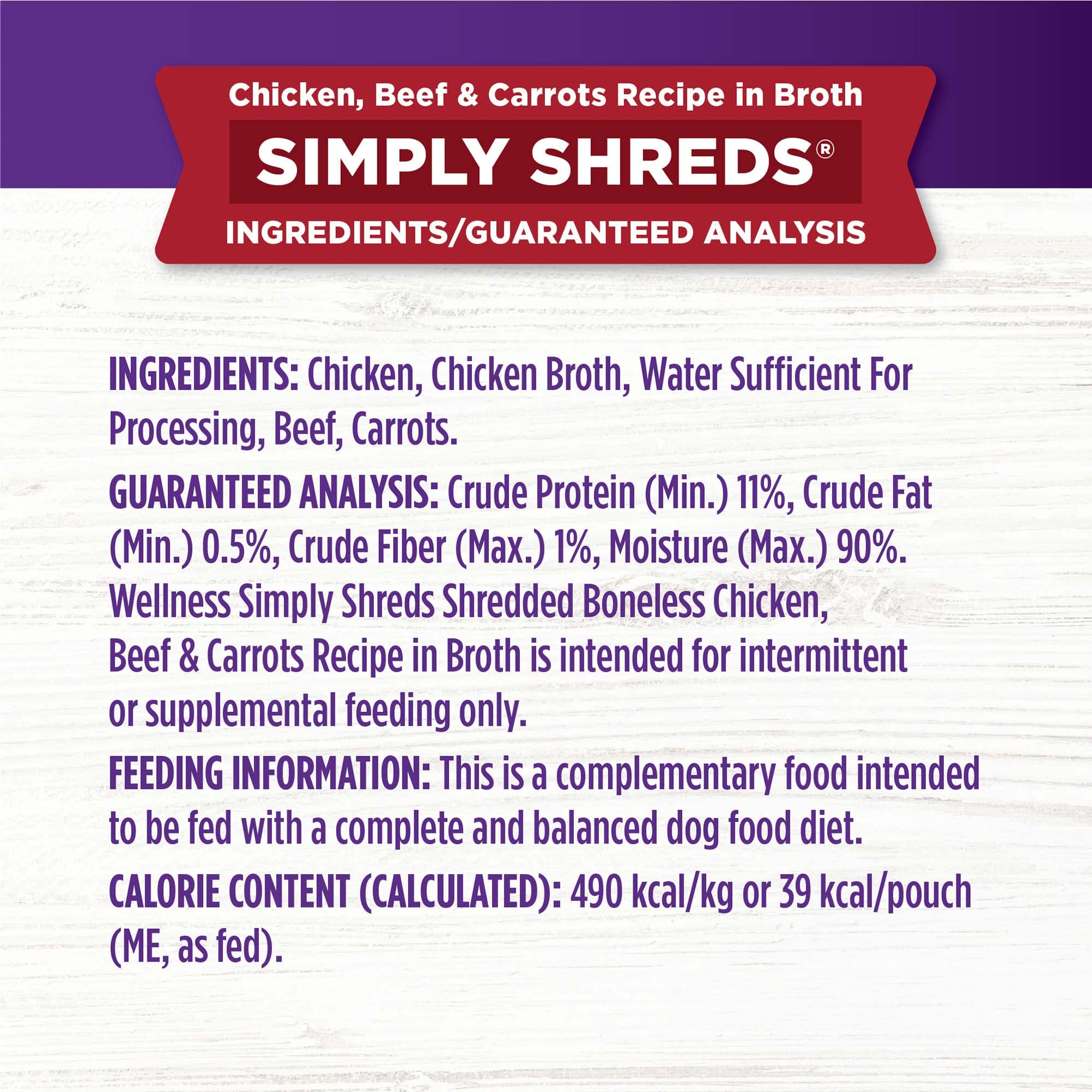 Wellness Core Bowl Boosters Grain-Free Simply Shreds 4 Flavors Wet Dog Food Topper Pouch - Variety Pack - 2.8 Oz - Case of 12 - 2 Pack  