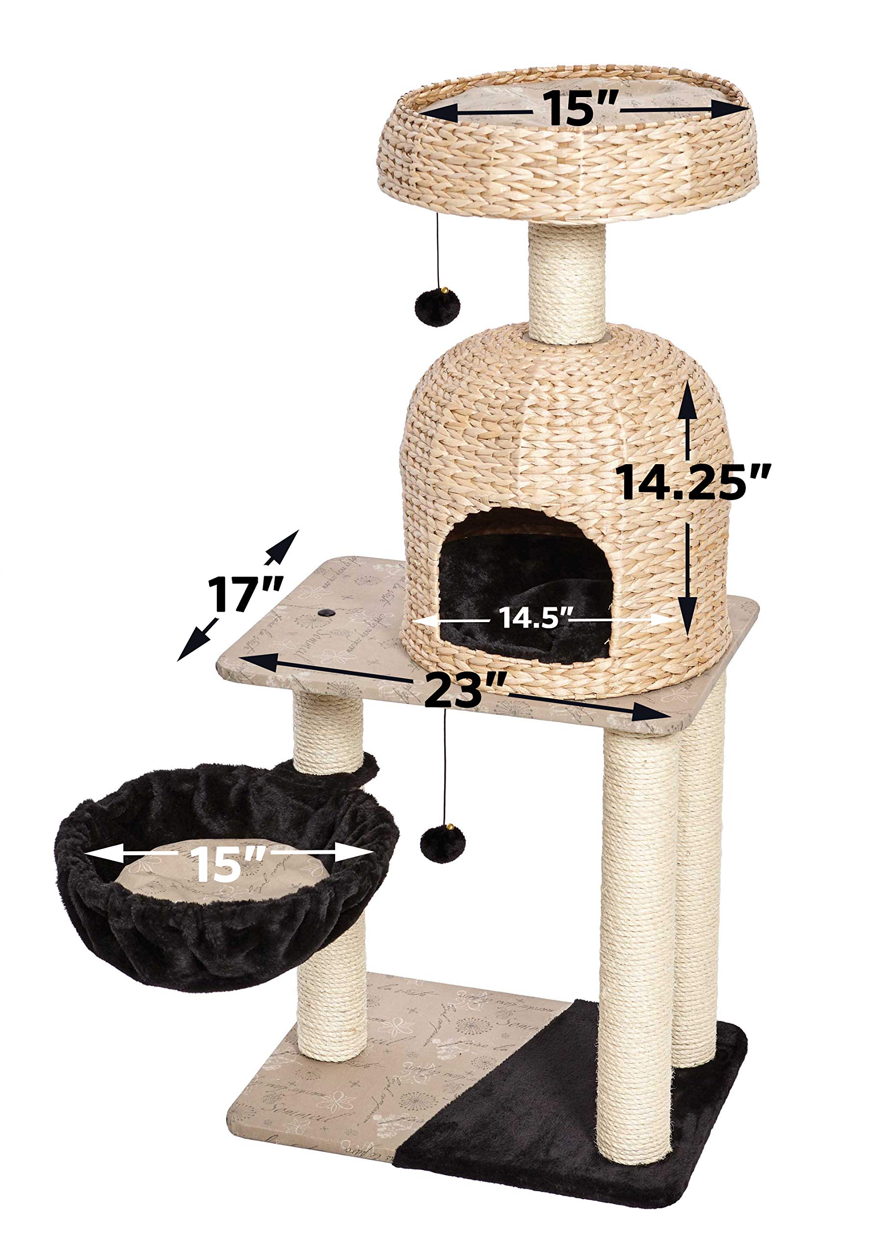 Midwest Nuvo Reid Fine N' Fun Wicker 4-Tier Cat Tree Furniture - Beige  