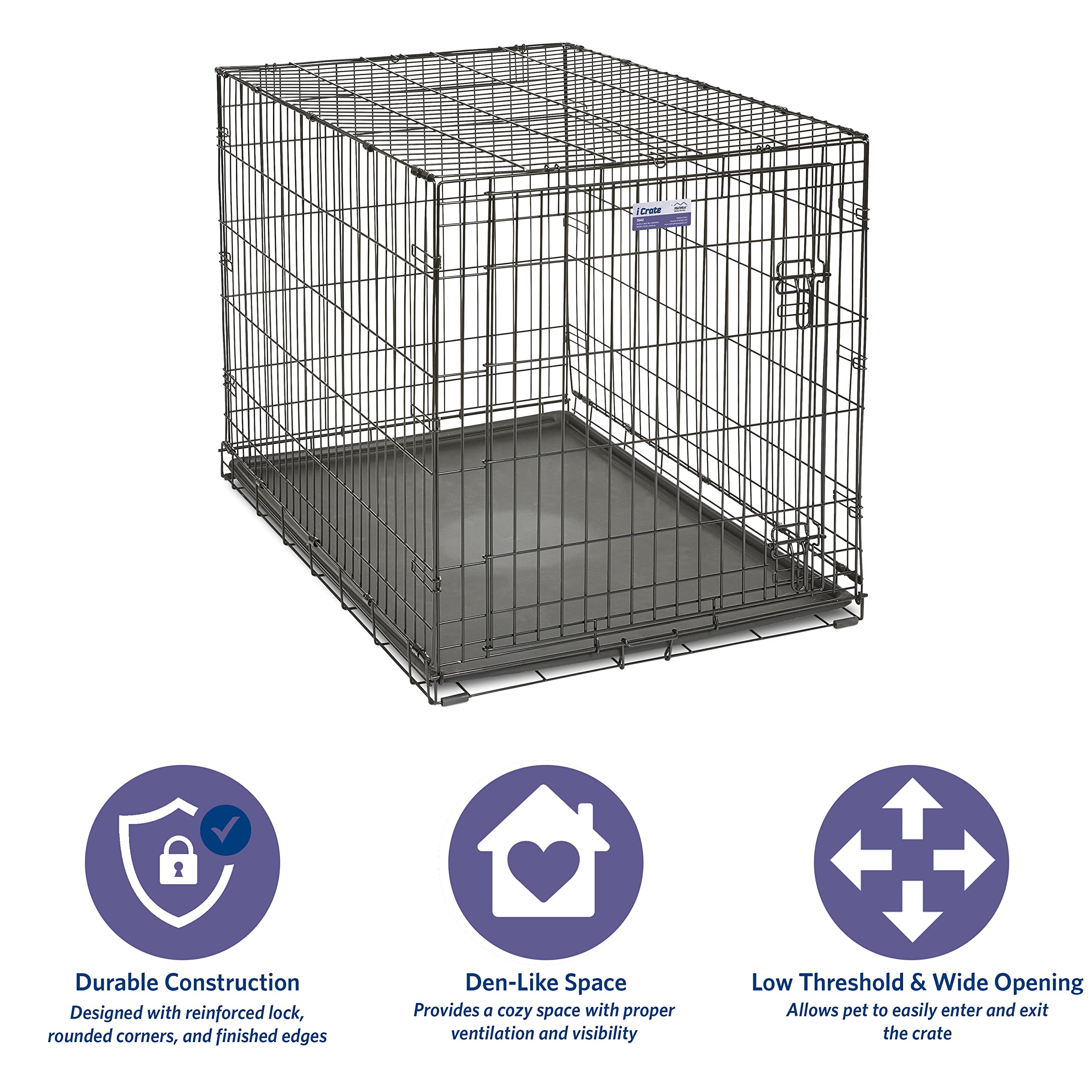 Midwest I-Crate Single Door Metal Folding Dog Crate with Divider Panel - 42