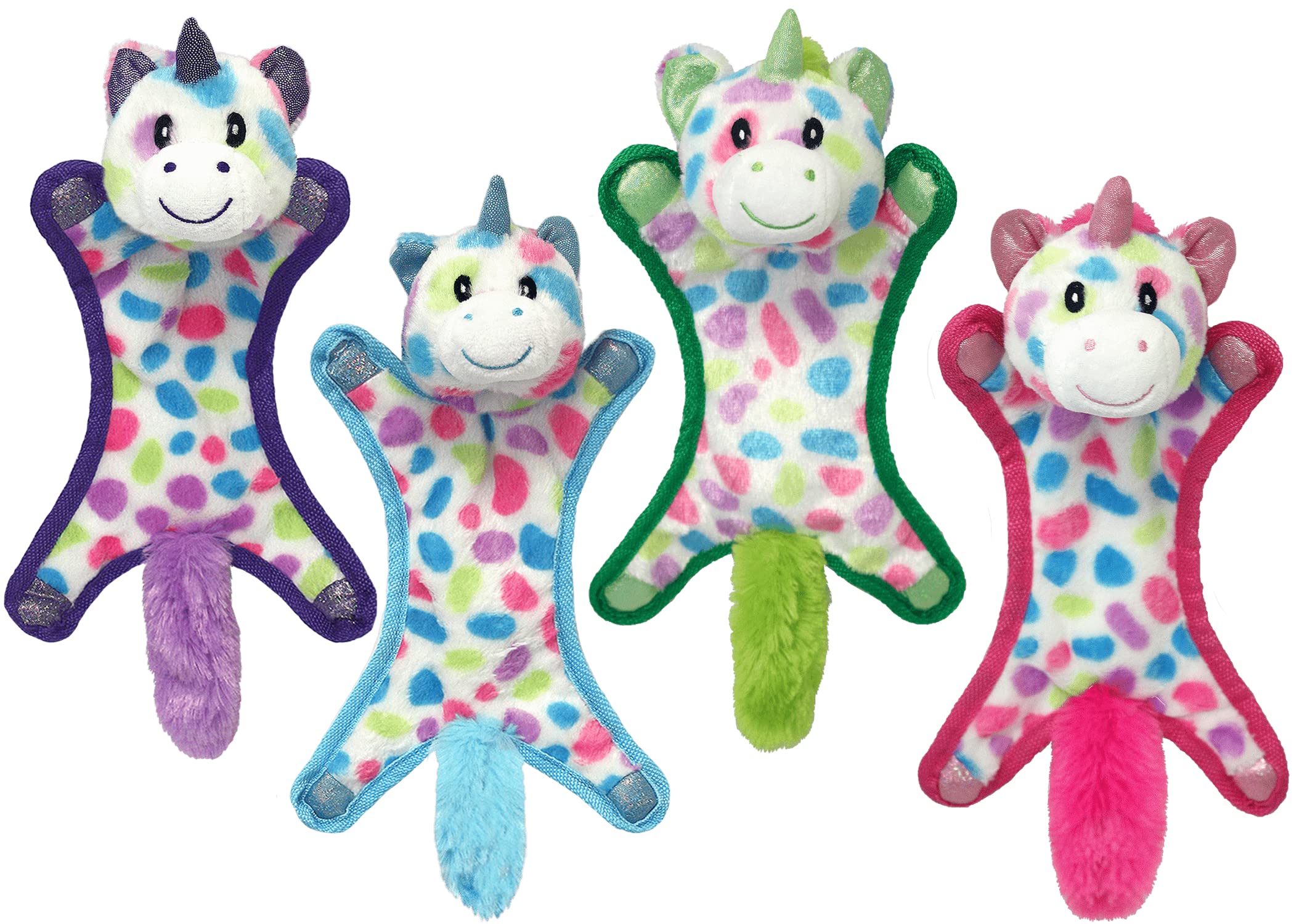 Multipet Ball-Head Unicorn Inner Rubber Crinkle and Plush Puppy Dog Toy - Assorted - 10" Inches  