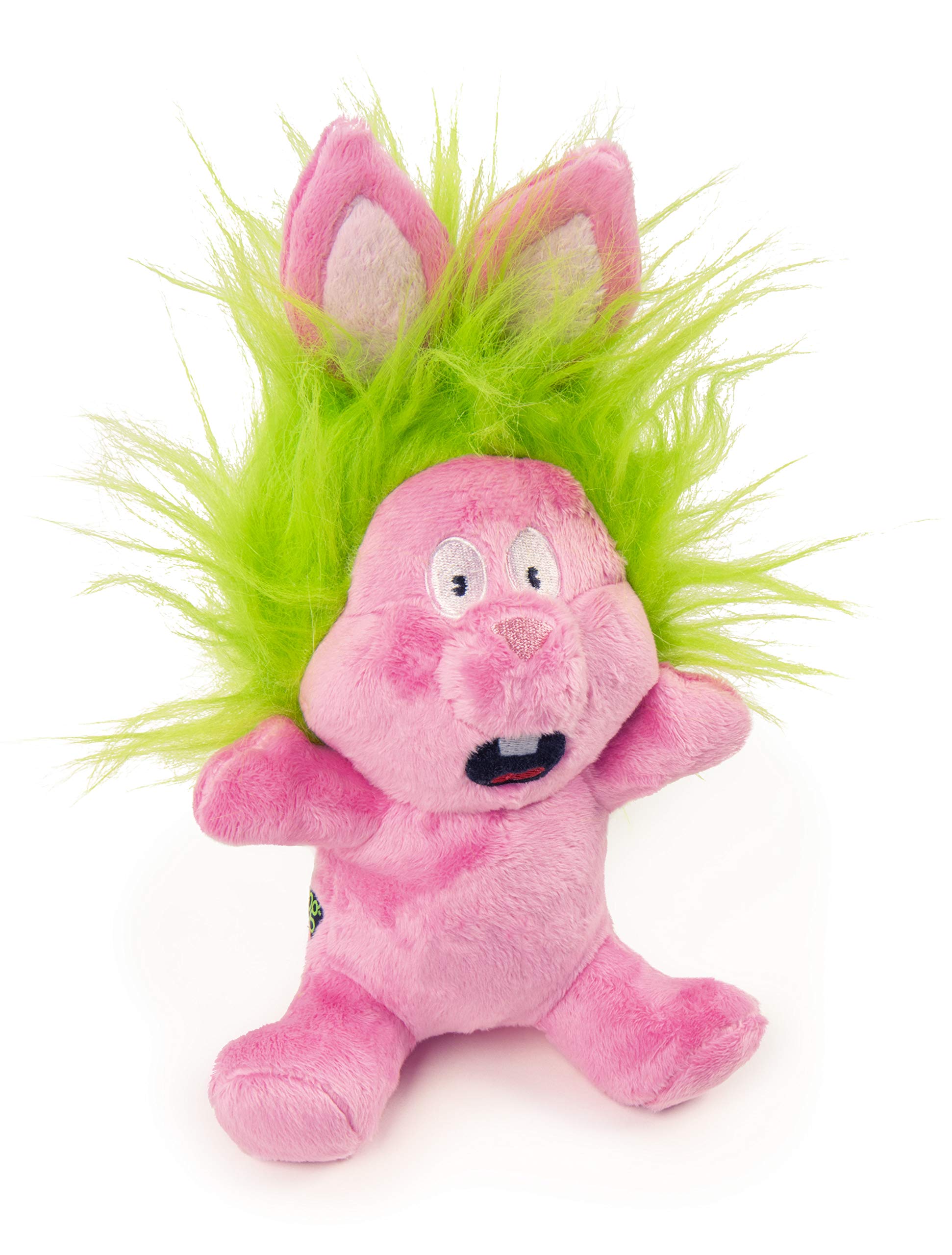 GoDog Silent Squeak Crazy Hairs Rabbit Plush Dog Toy with Chew-Guard Tech - Large  