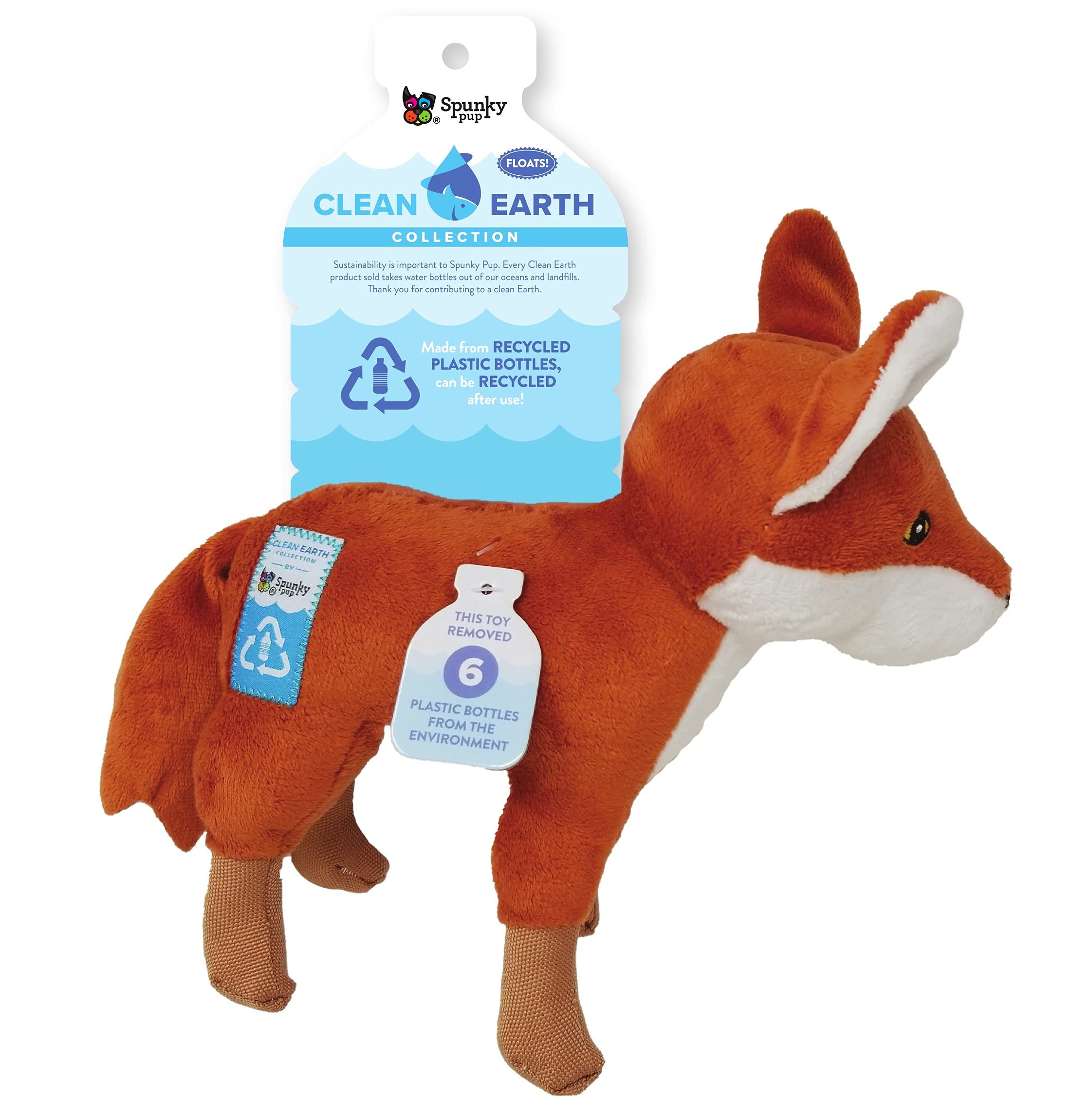 Spunky Pup Clean Earth Collection Fox Squeak and Plush Dog Toy - Large  