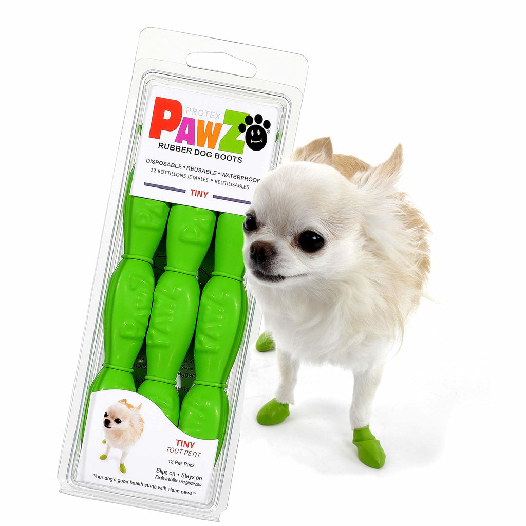 Pawz Waterproof Disposable and Reusable Rubberized Dog Boots - Light Green - Tiny - 12 ...