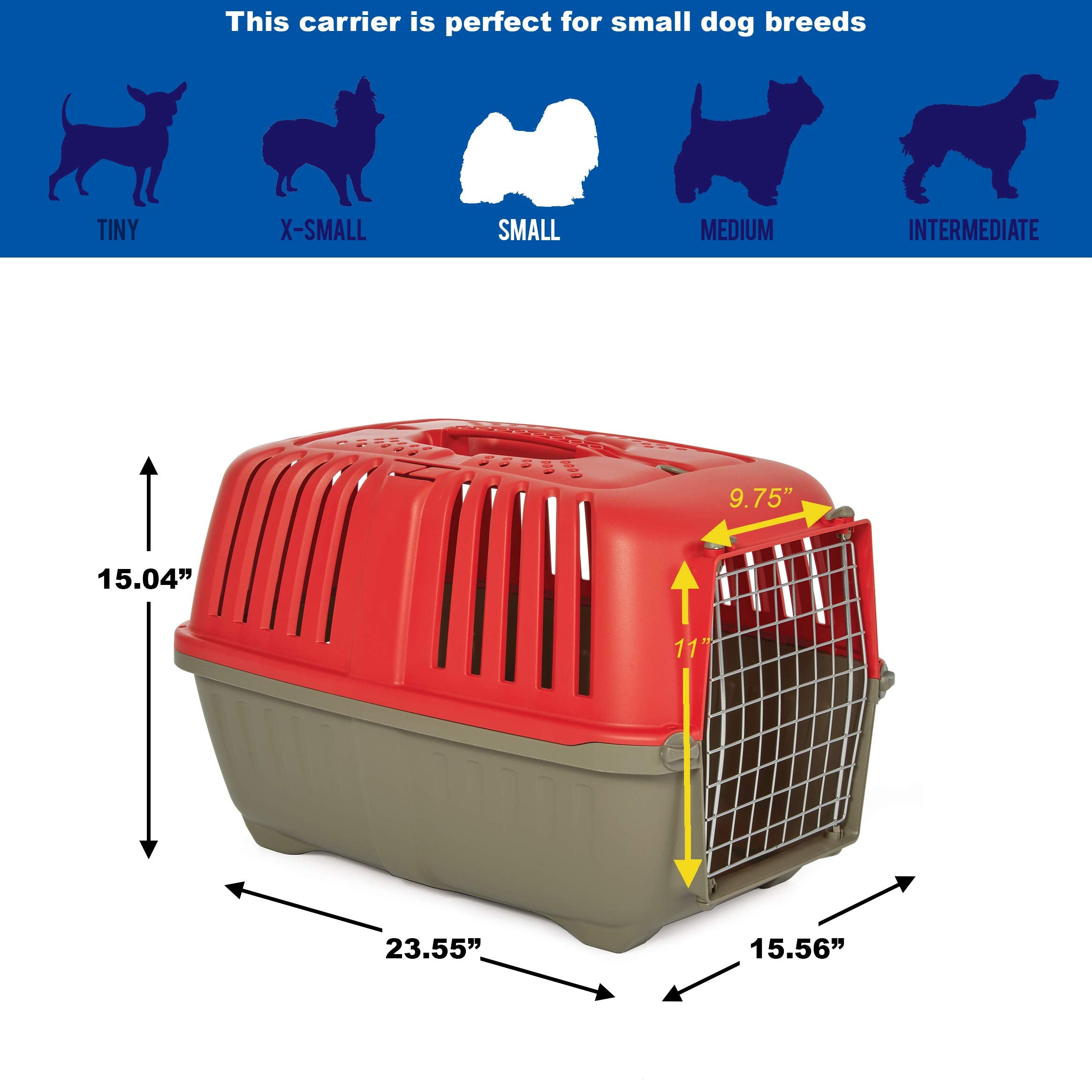 Midwest Spree Hard-Sided Travel Cat and Dog Kennel Carrier - Red - 24