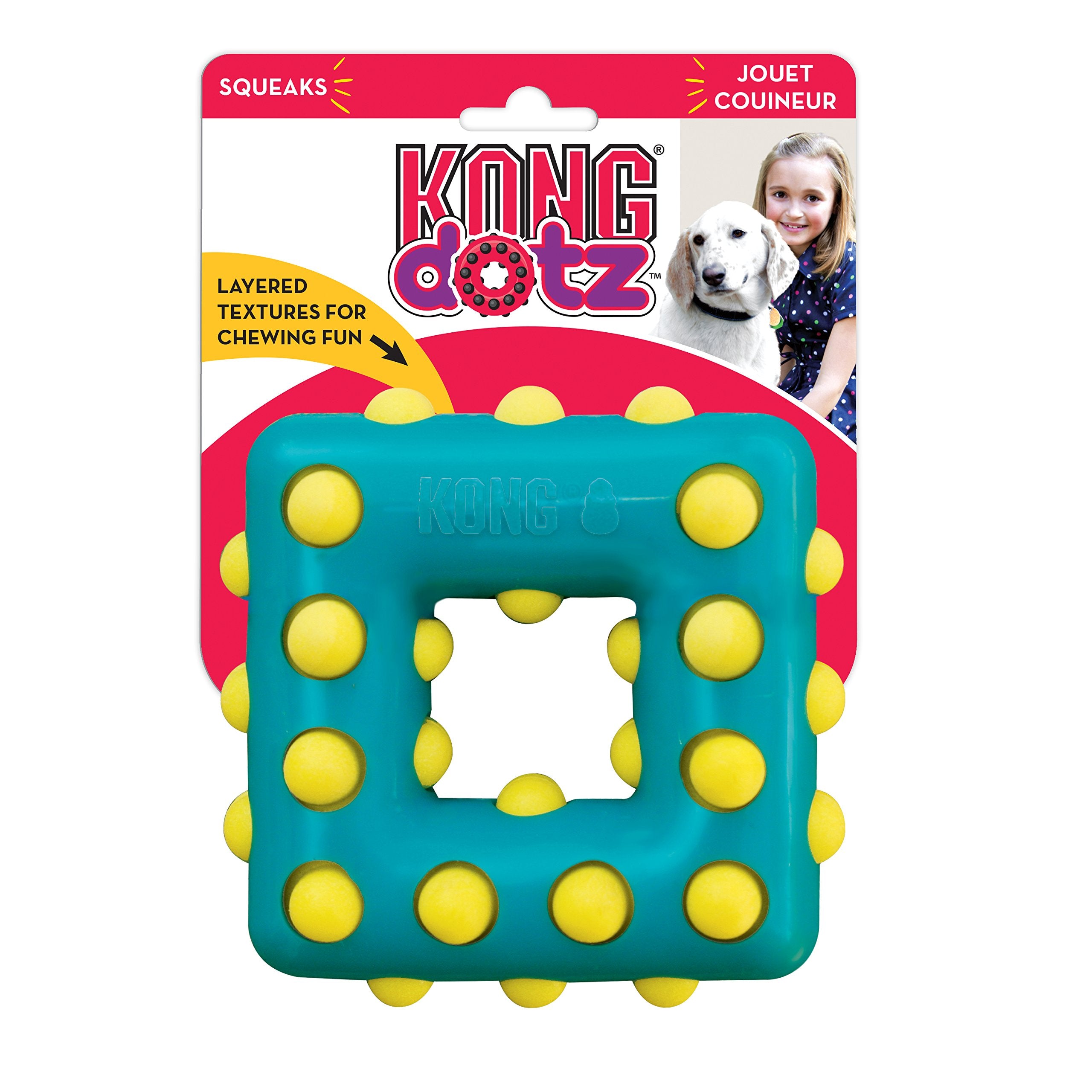 Kong Dotz Textured Gum Massaging Square Dog Toy - Small  