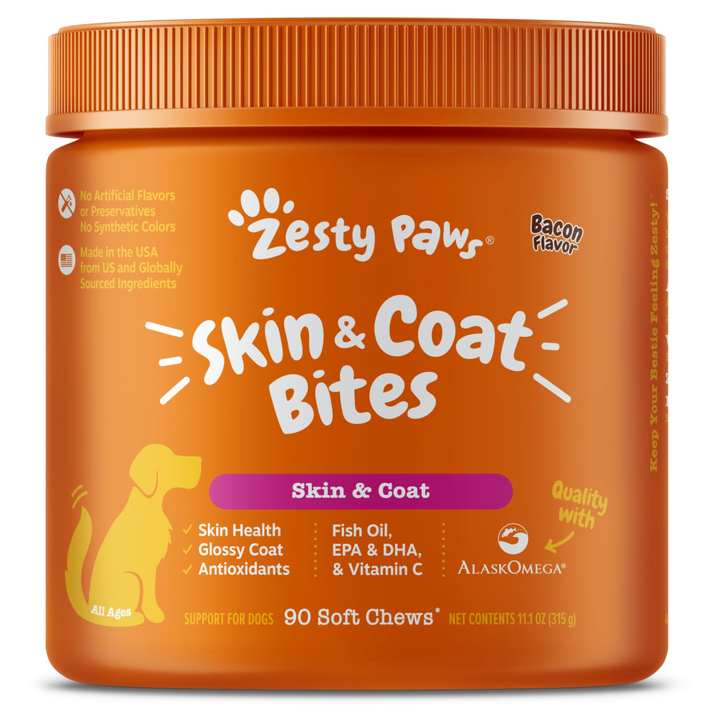 Zesty Paws All-in-1 Everyday Health Training Bites Bacon Flavor Omega-3 Soft and Chewy ...