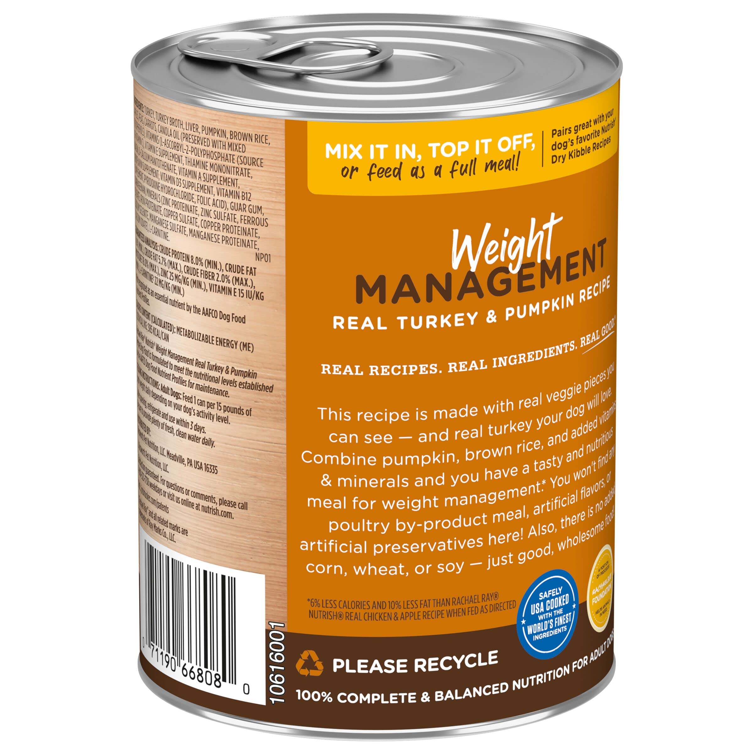 Rachael Ray Nutrish Weight Management Turkey and Pumpkin Recipe Canned Dog Food - 13 Oz - Case of 12  