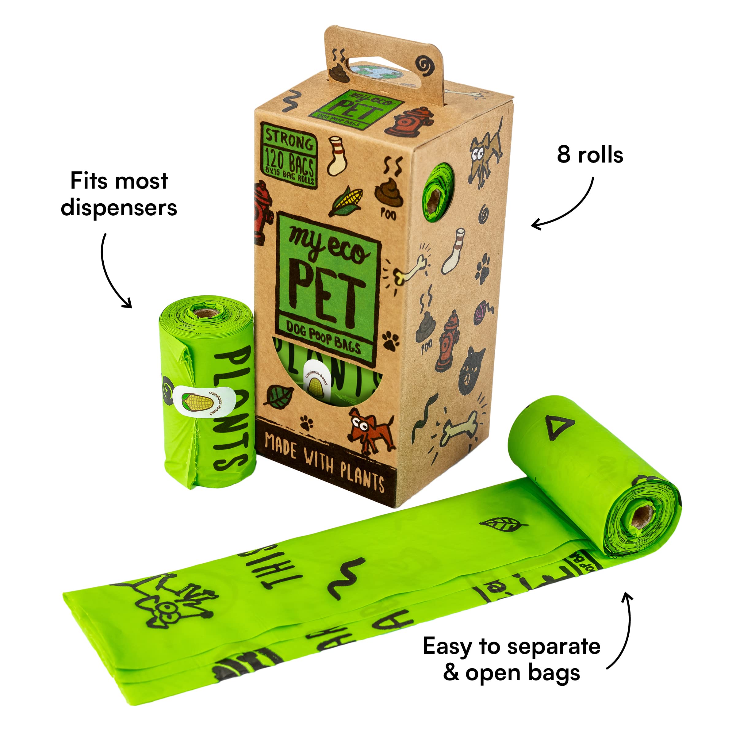 My Eco Pet Poop Pet Wastebags with Dispenser - 30 Count  