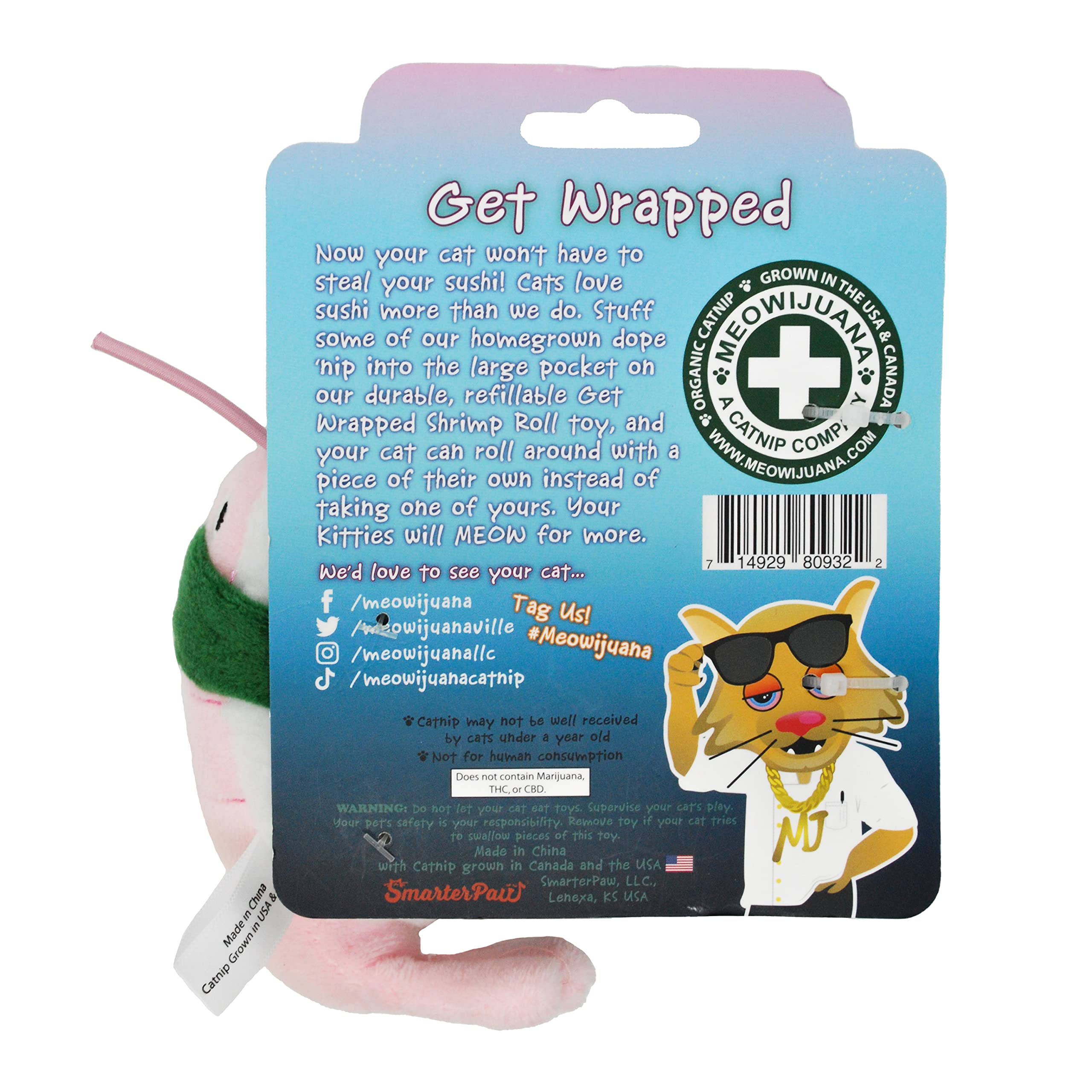 Meowijuana Get Wrapped Sushi Crinkle Catnip Cat Toy  